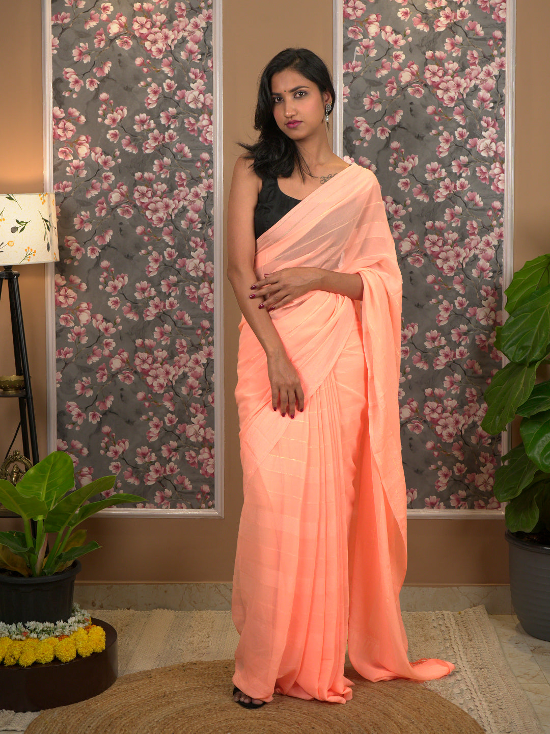 Solid Chiffon Saree