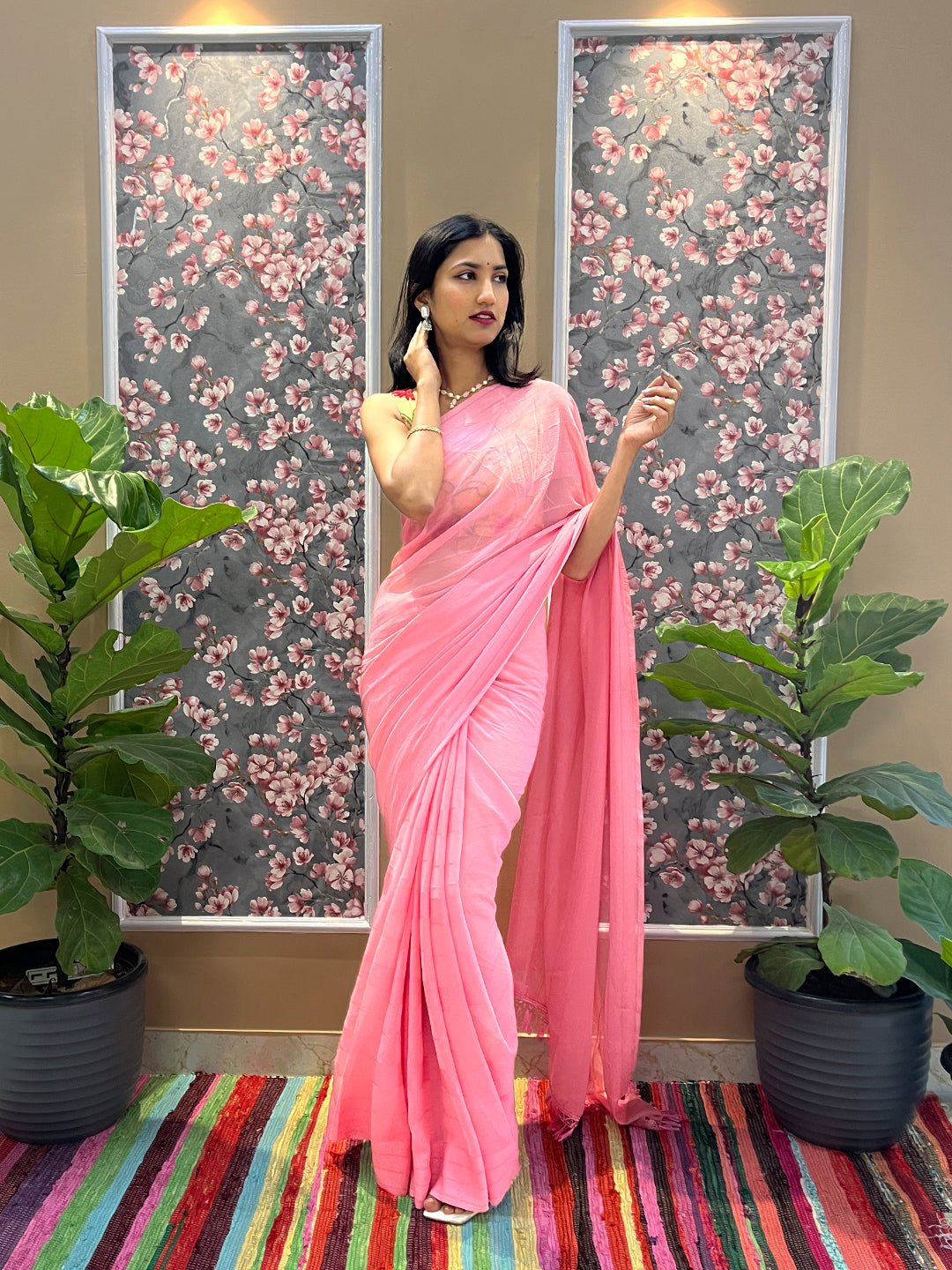 Solid Chiffon Saree