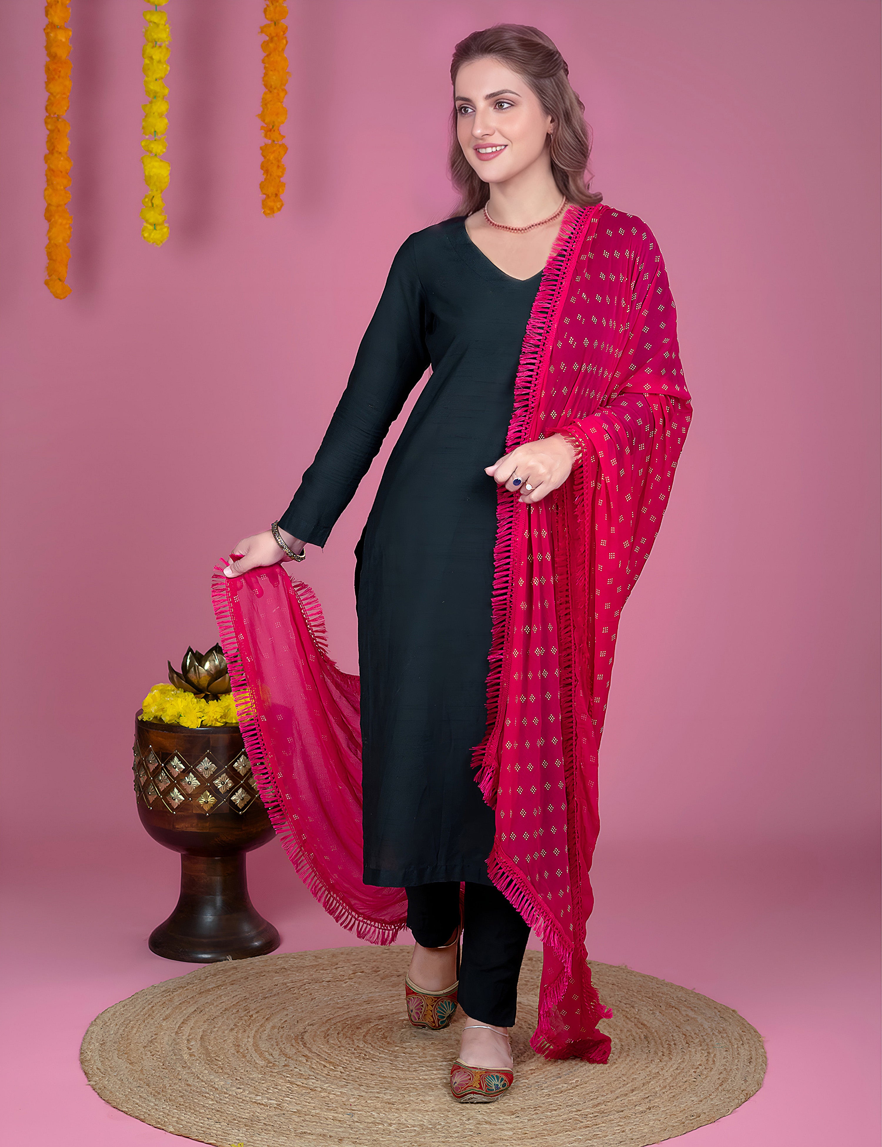 Geometric Chiffon Dew Drops Dupatta