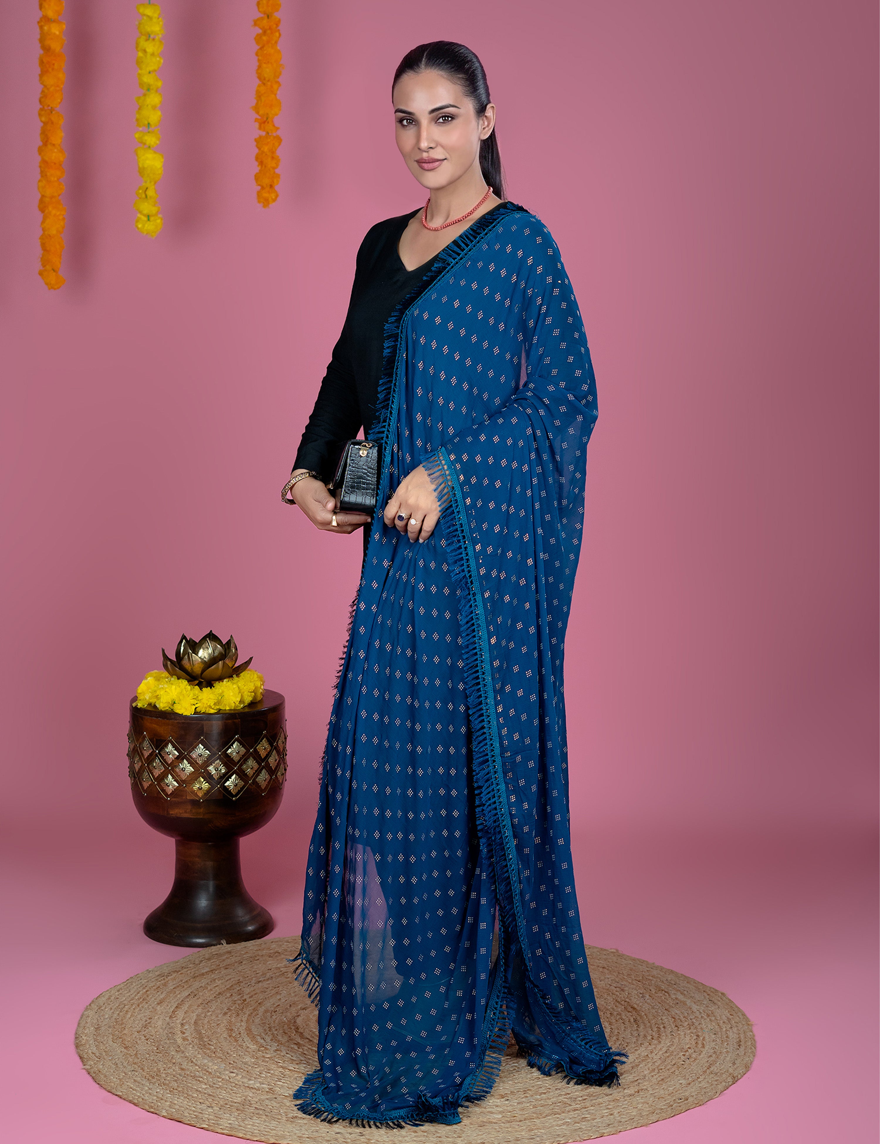 Geometric Chiffon Dew Drops Dupatta