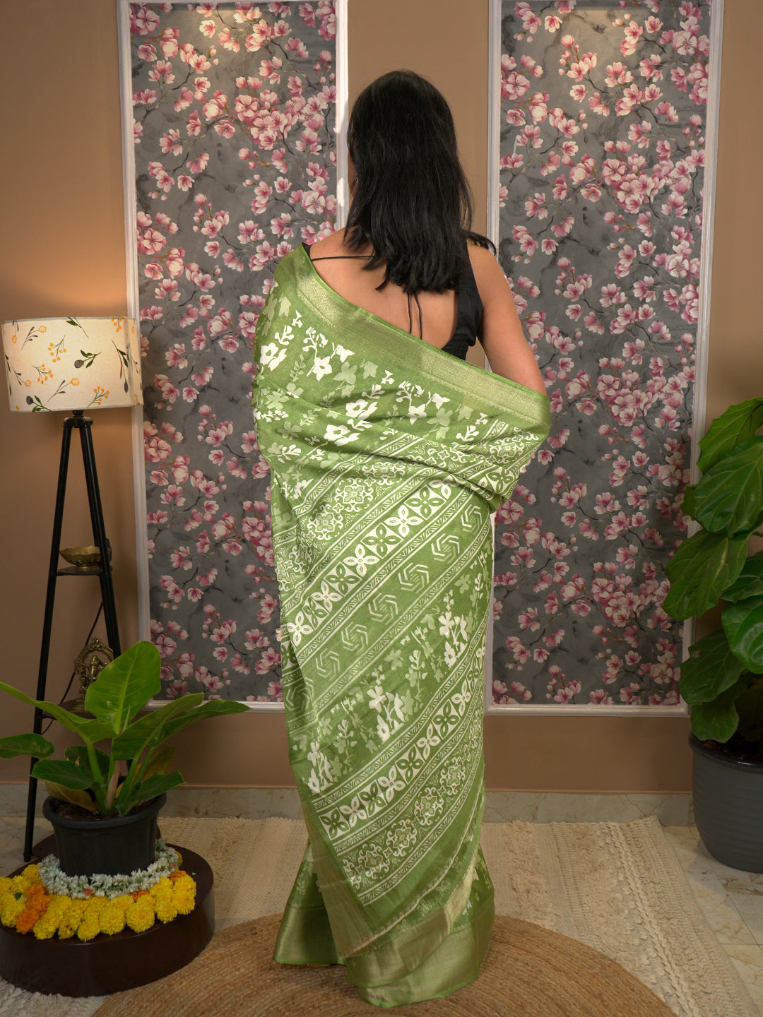 Floral Cotton Blend Saree