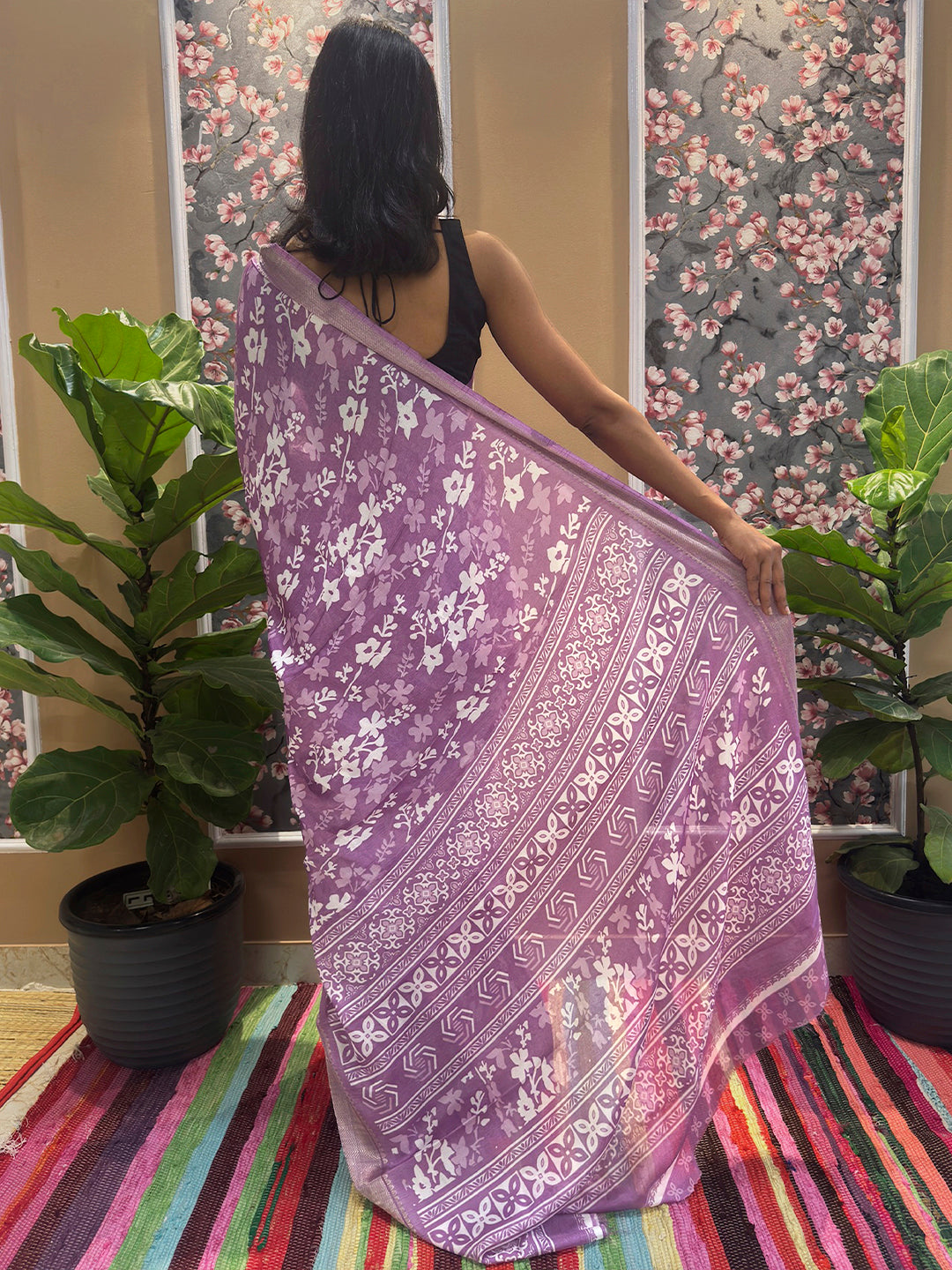 Floral Cotton Blend Saree