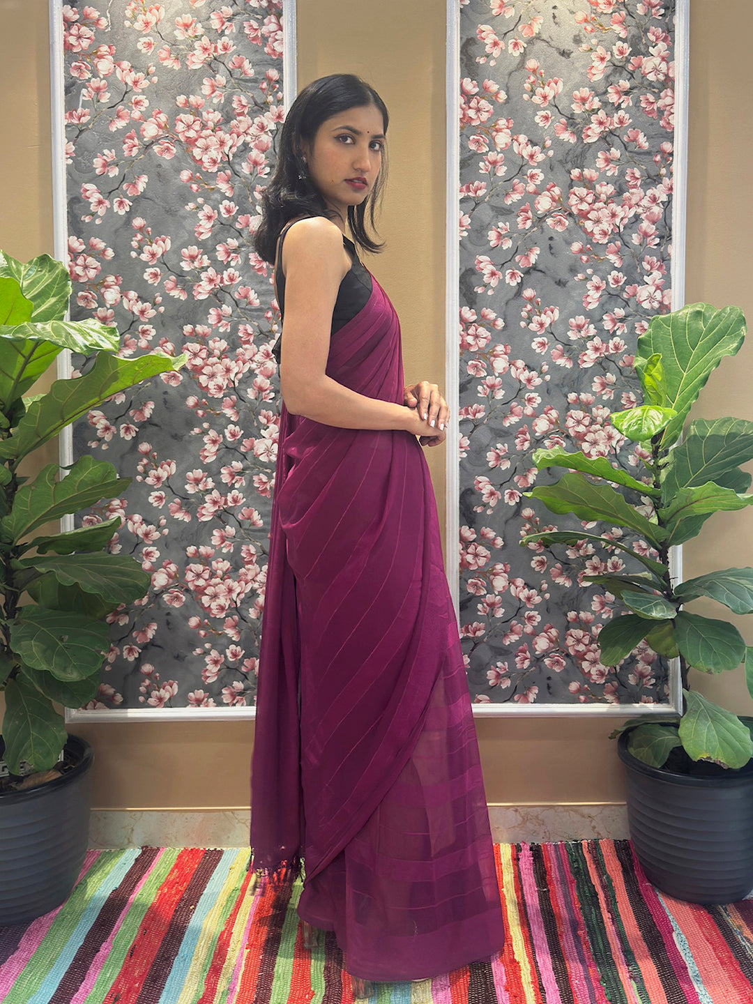 Solid Georgette Saree