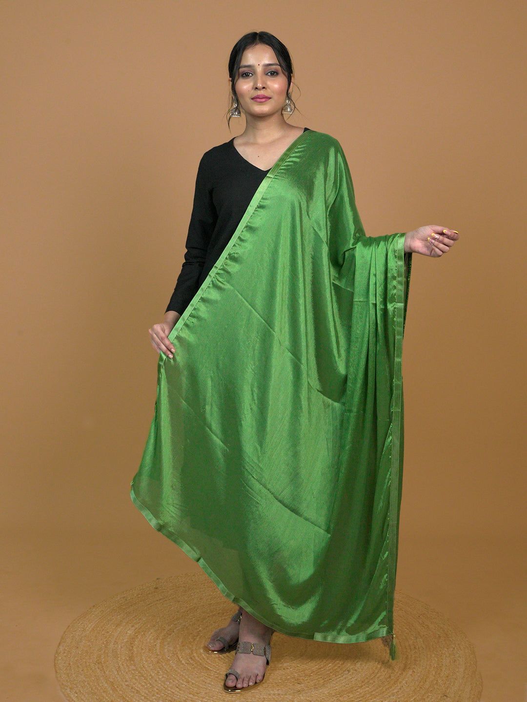 Solid Satin Crepe Dupatta