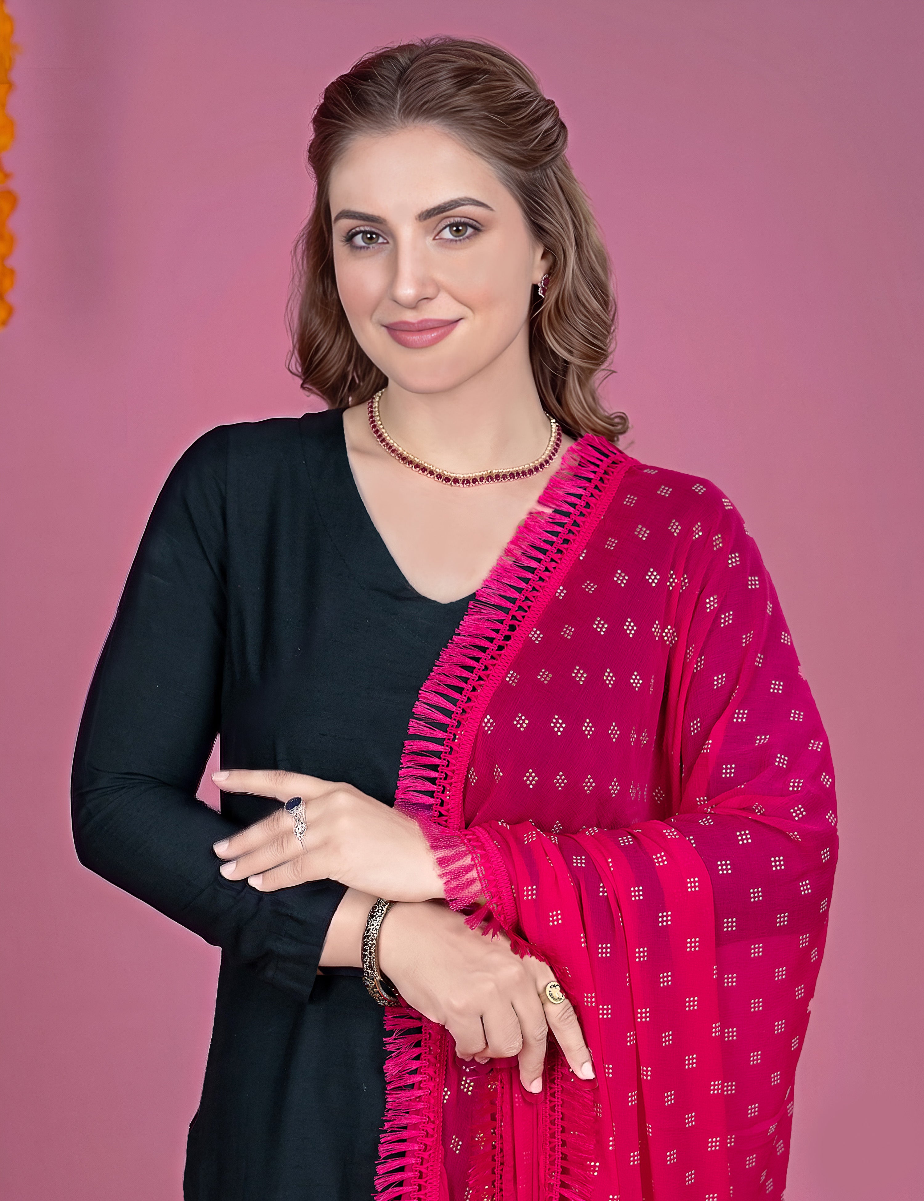 Geometric Chiffon Dew Drops Dupatta