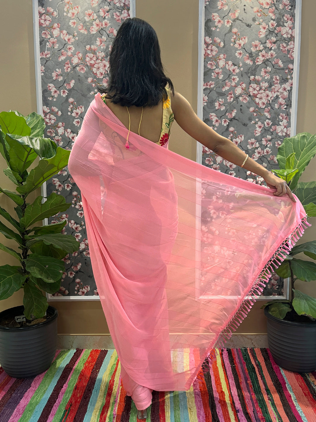 Solid Chiffon Saree