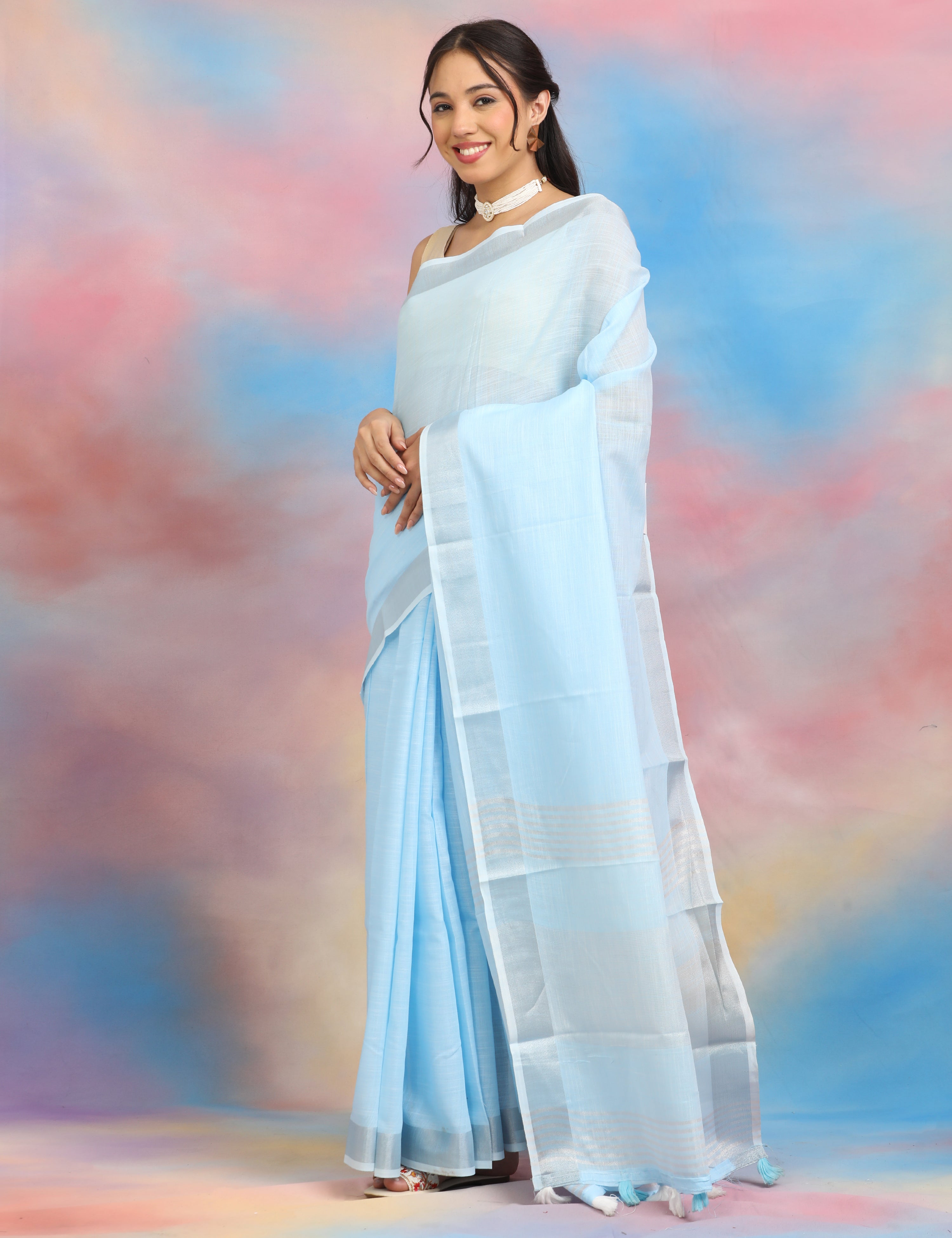 Solid Linen Saree