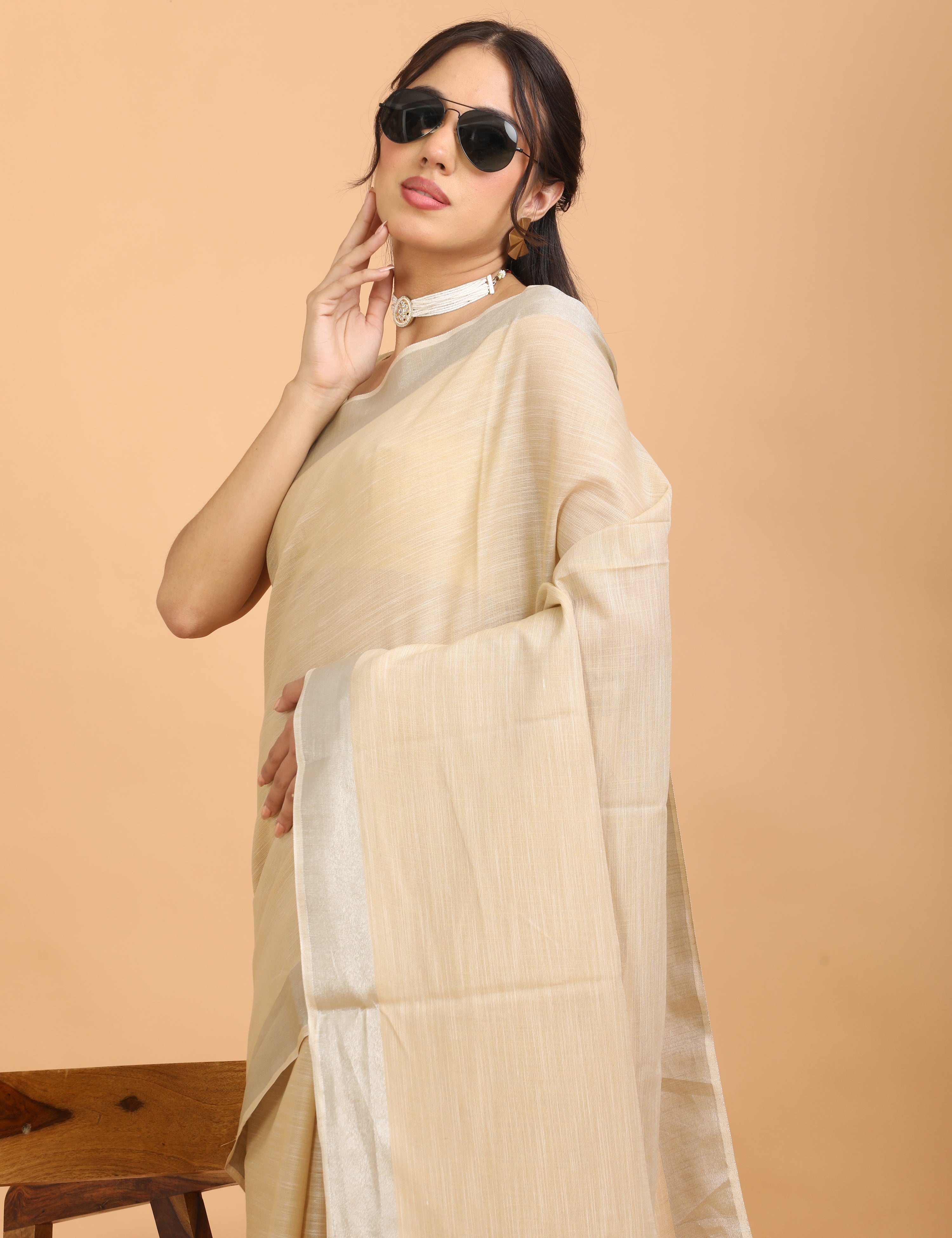 Solid Linen Saree