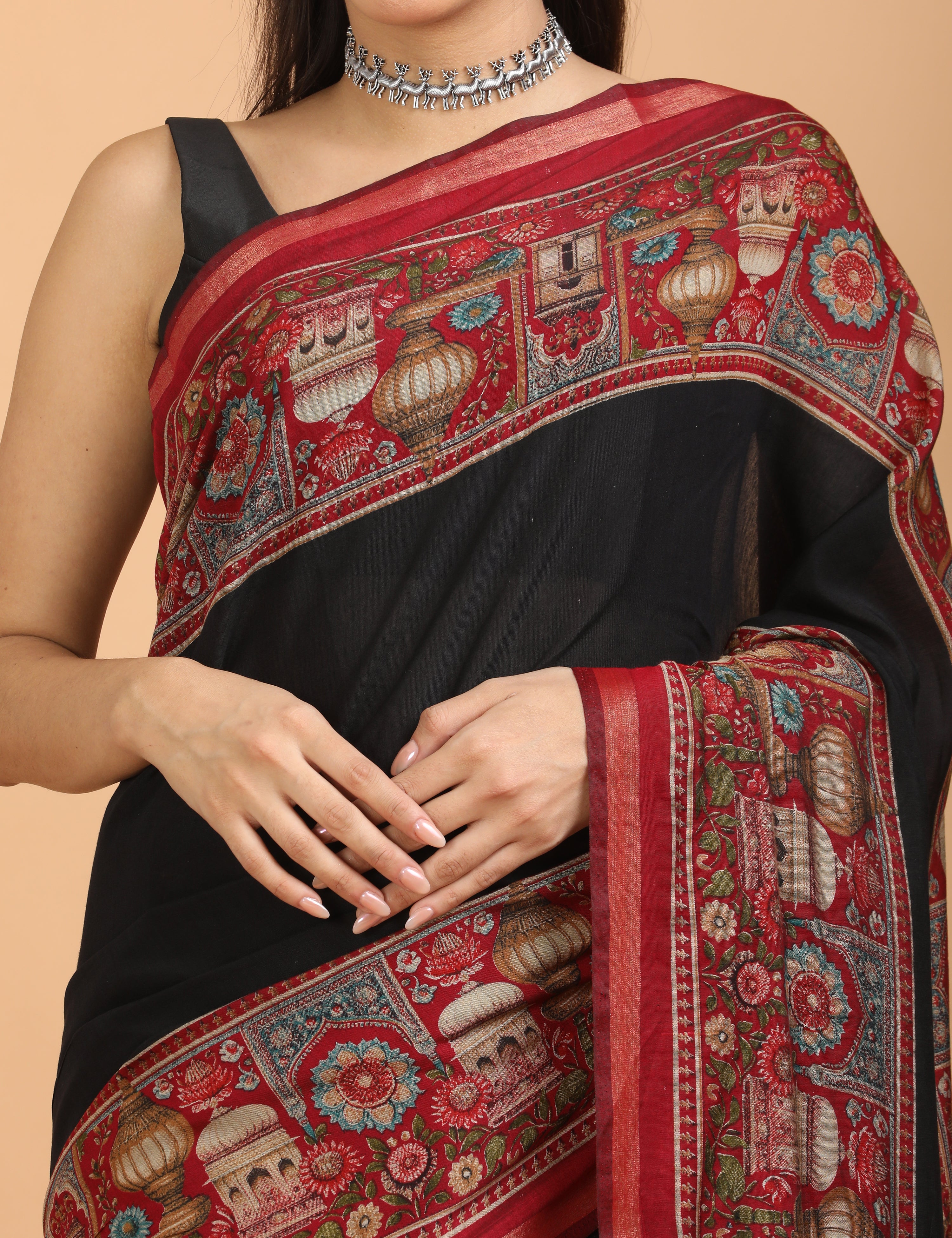 Solid Viscose Cotton Saree