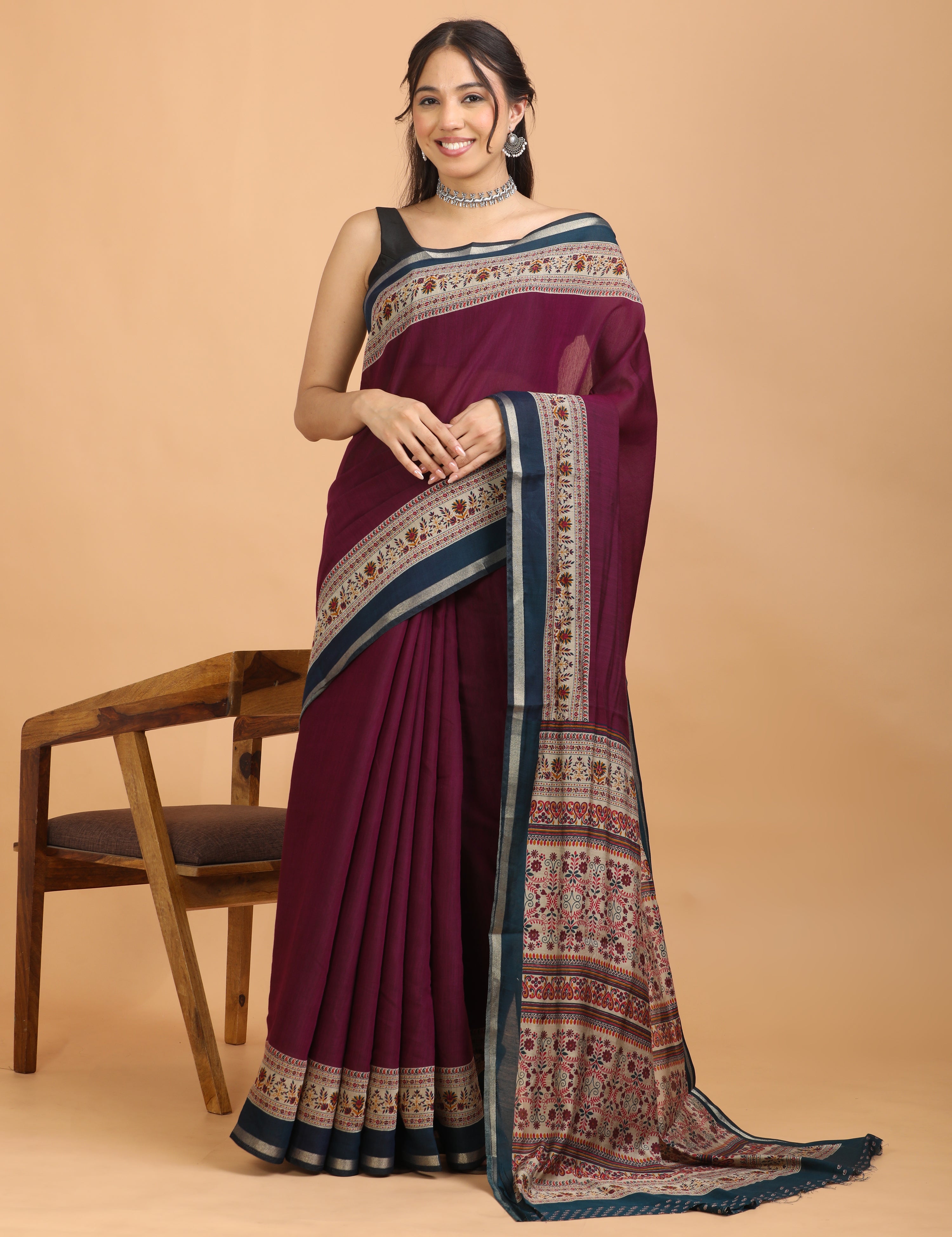 Solid Viscose Cotton Saree