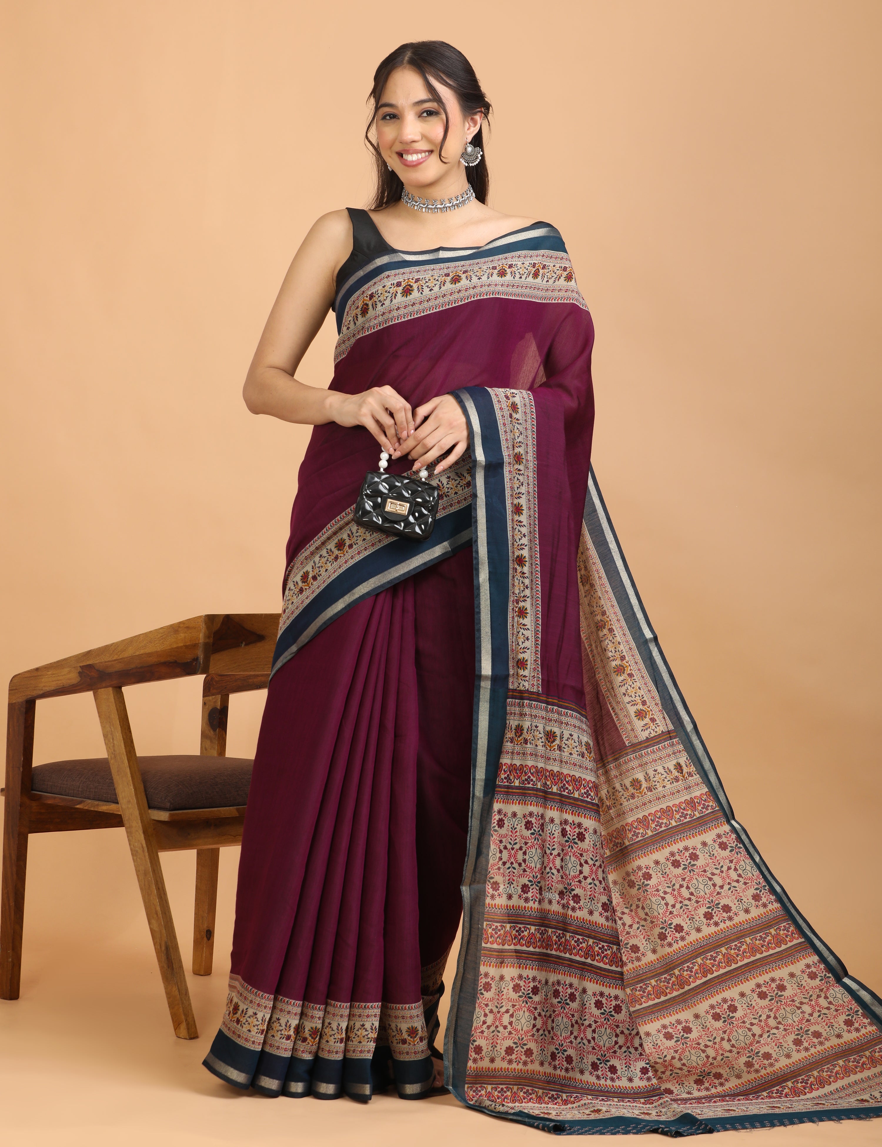 Solid Viscose Cotton Saree