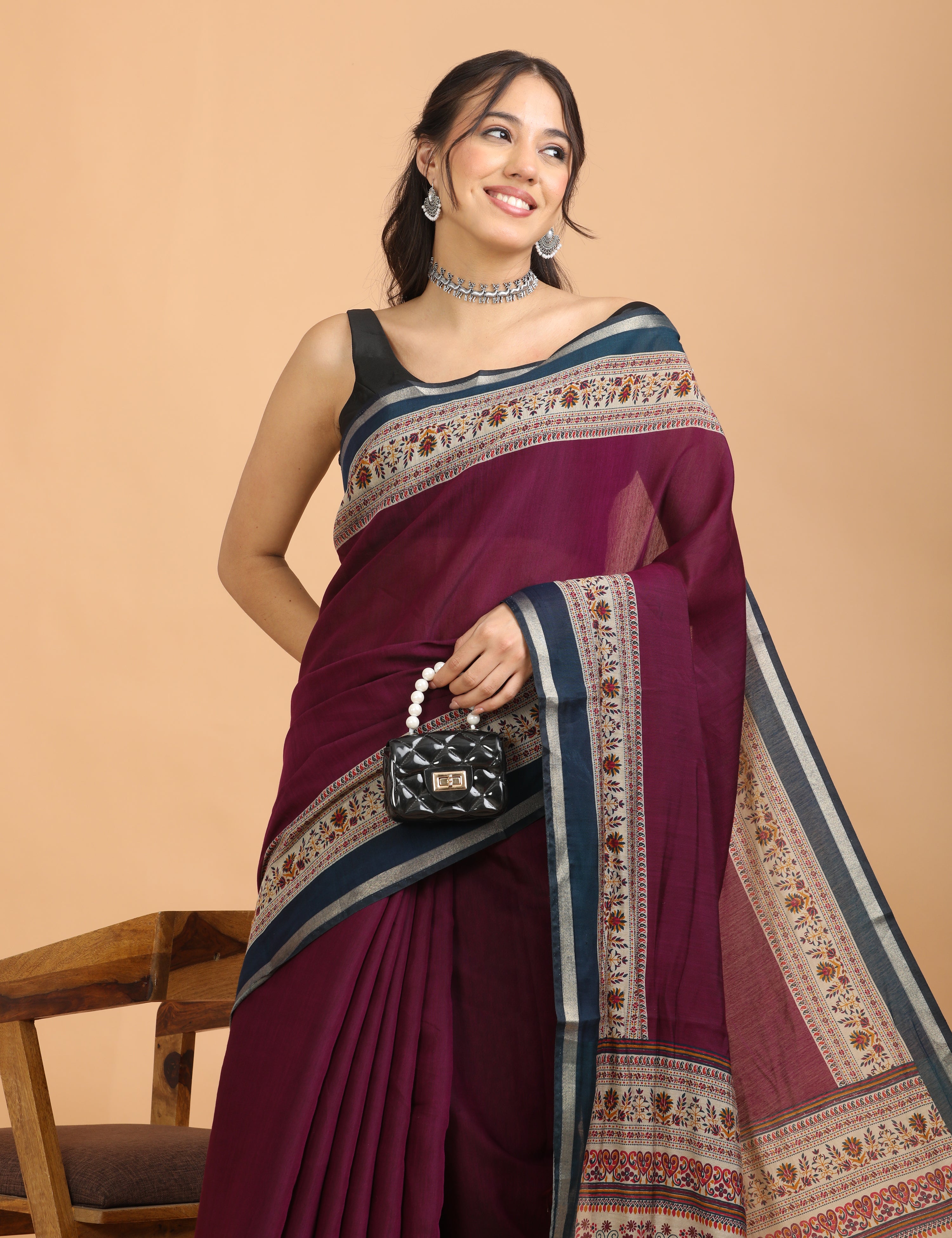 Solid Viscose Cotton Saree