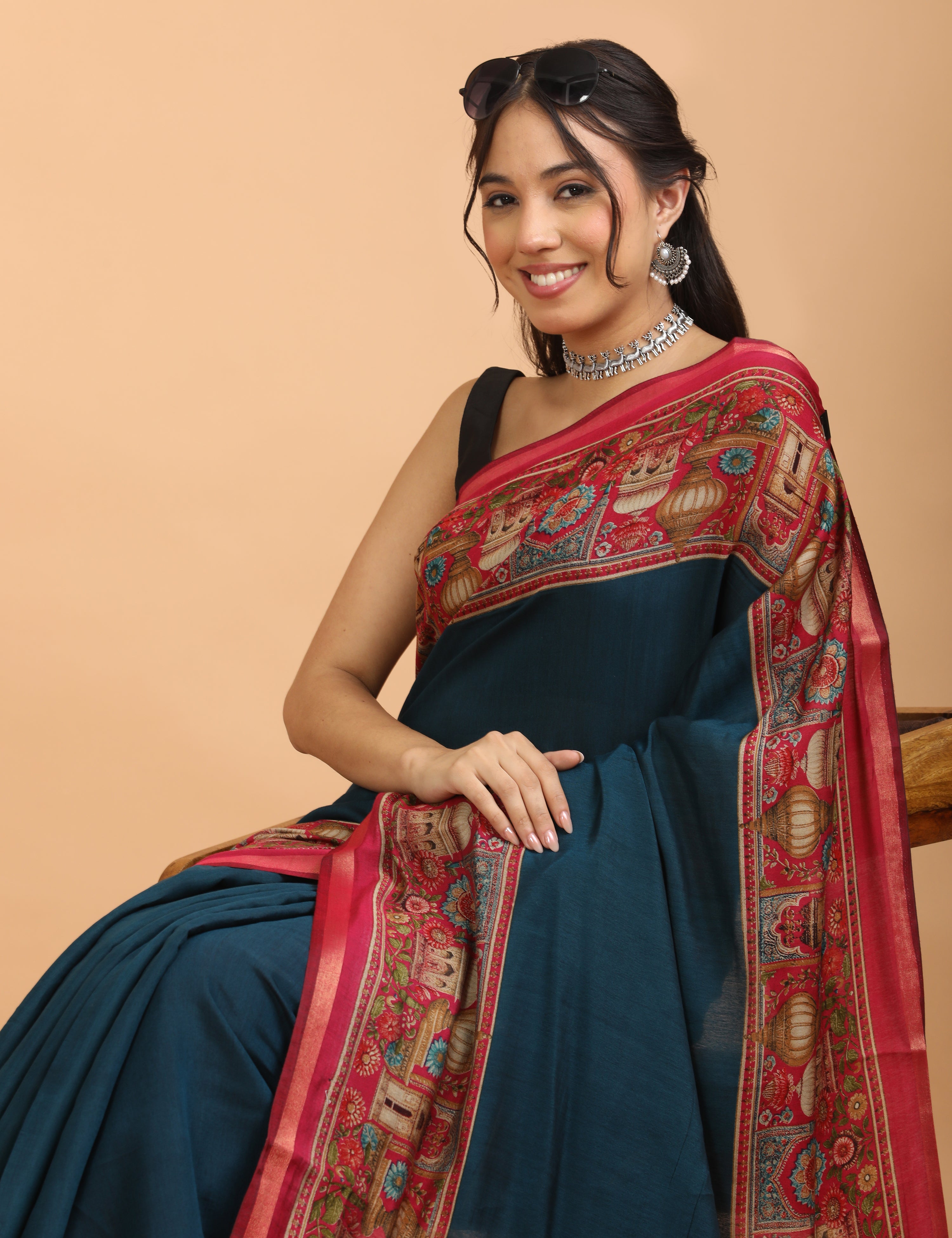 Solid Viscose Cotton Saree