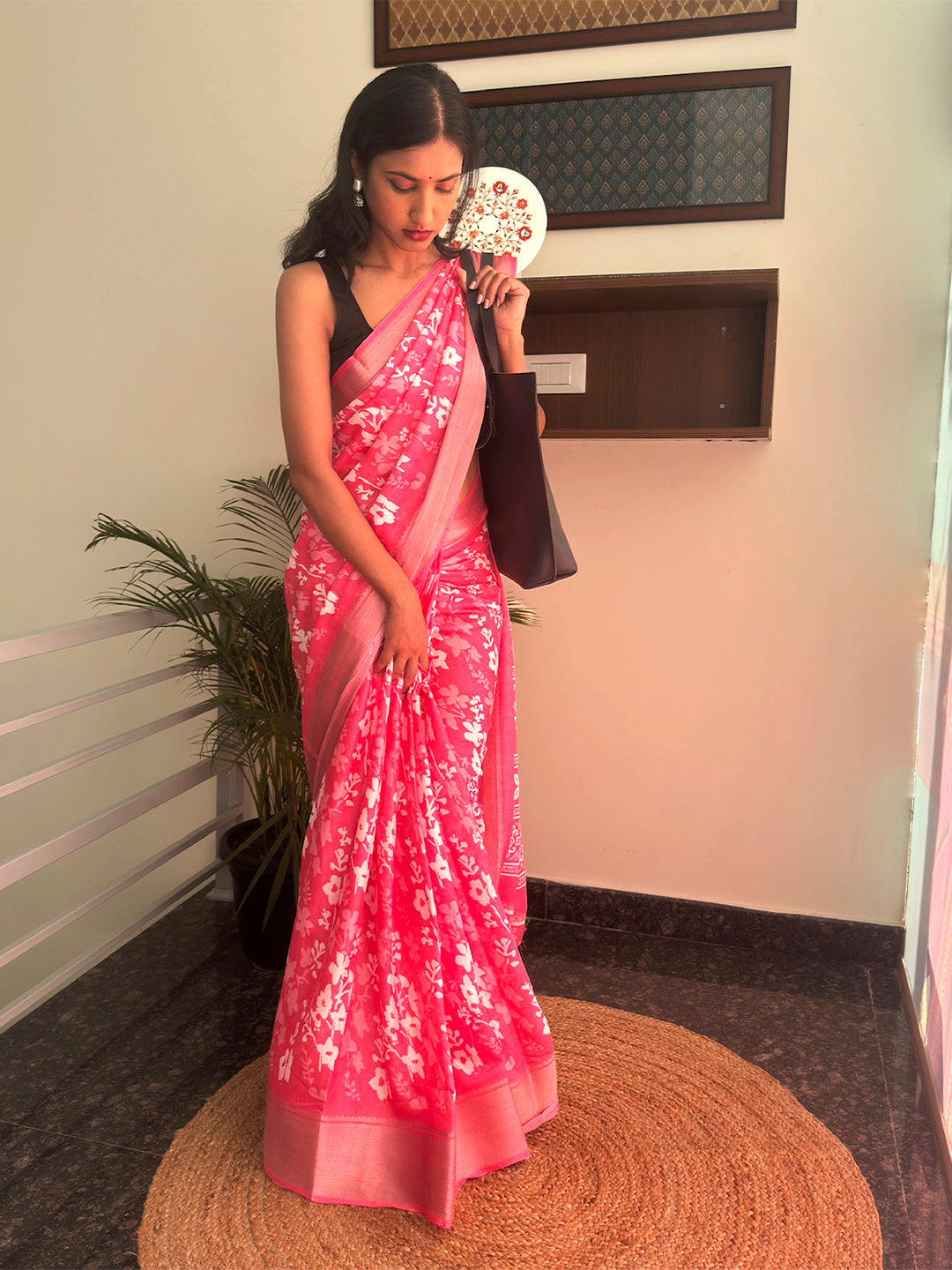 Floral Cotton Blend Saree