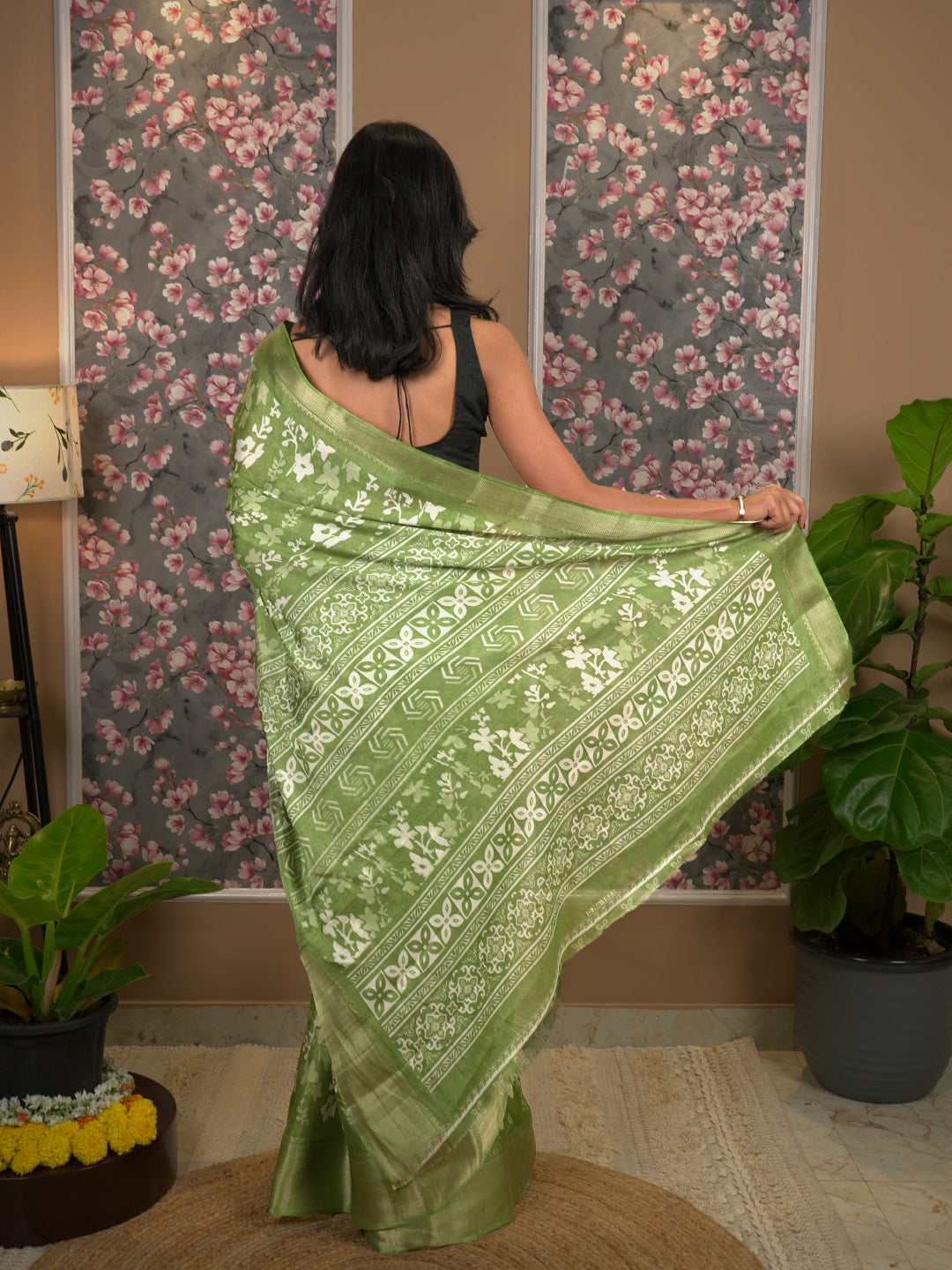 Floral Cotton Blend Saree