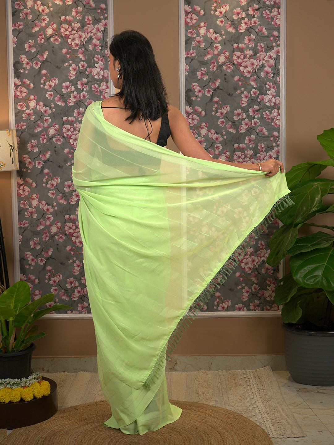 Solid Chiffon Saree