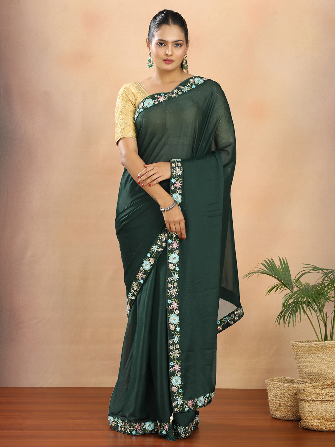 Tissue Georgette Crepe Silk Saree