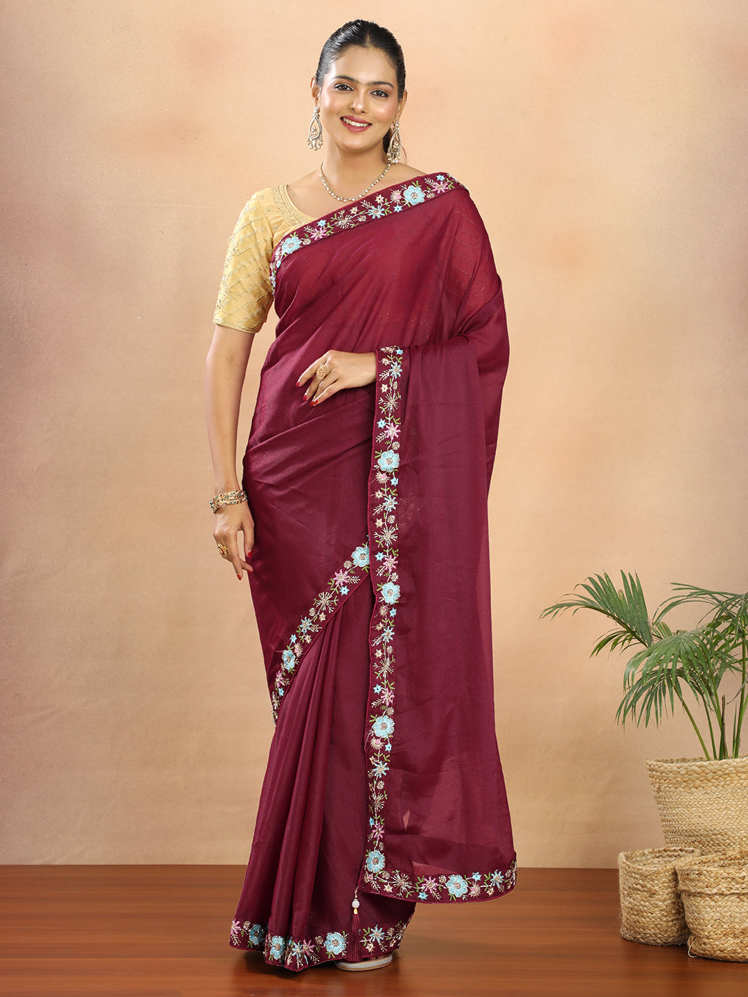Tissue Georgette Crepe Silk Saree