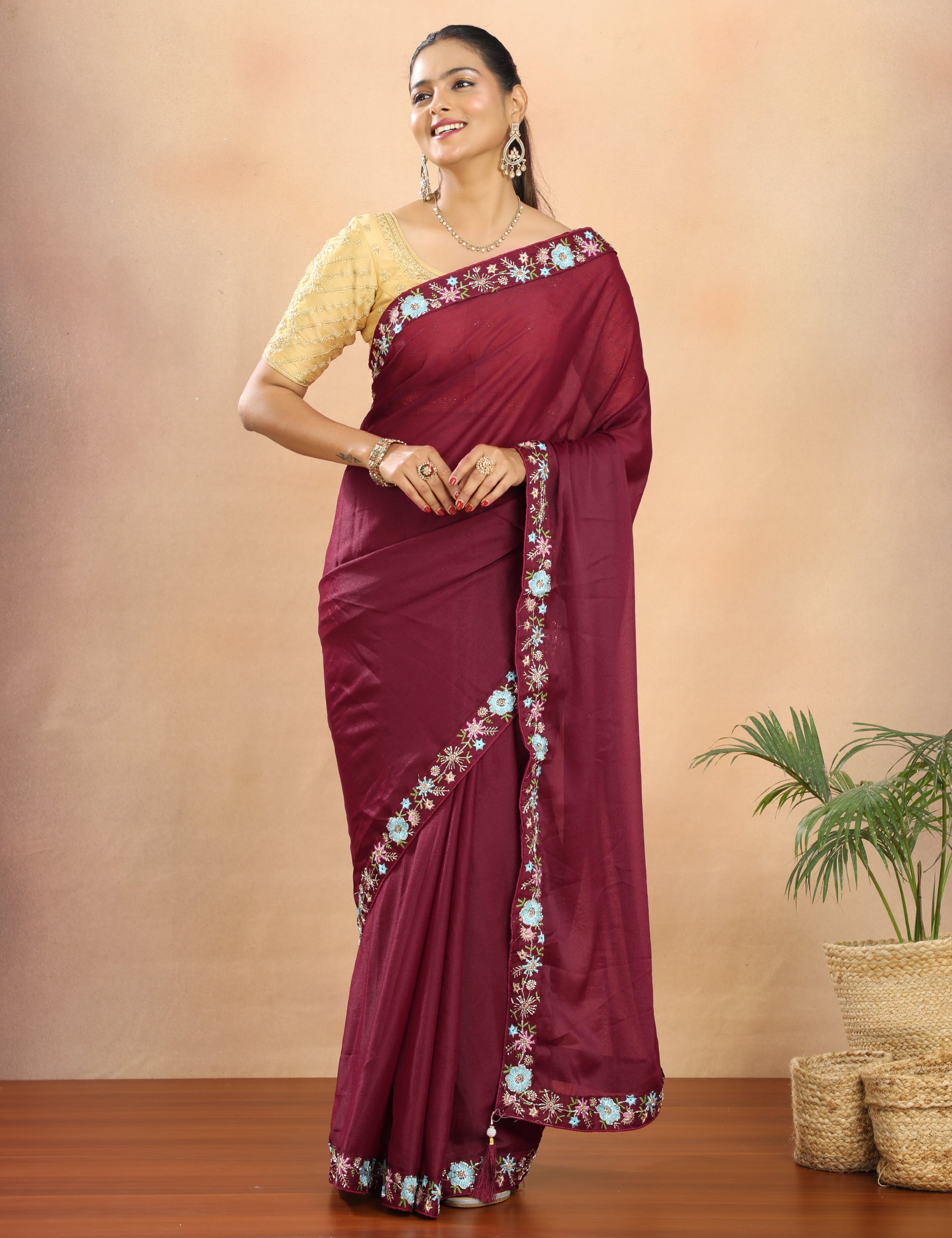 Tissue Georgette Crepe Silk Saree