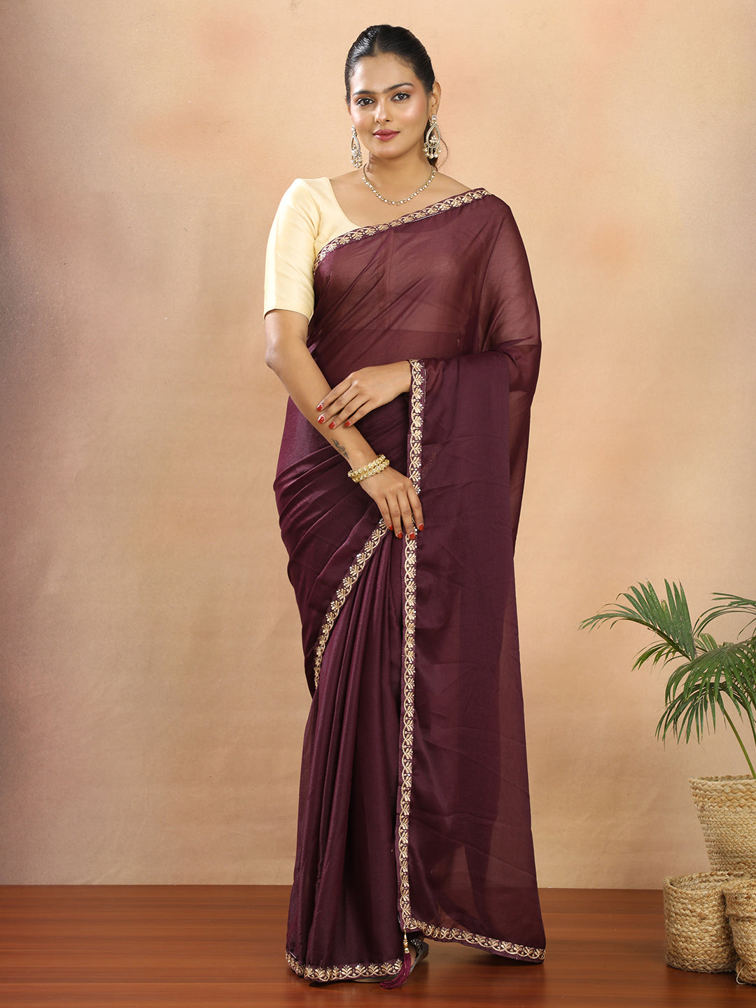 Tissue Georgette Crepe Silk Saree