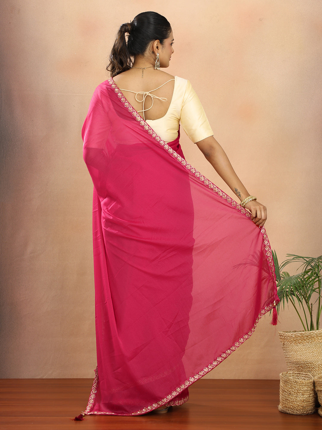 Tissue Georgette Crepe Silk Saree