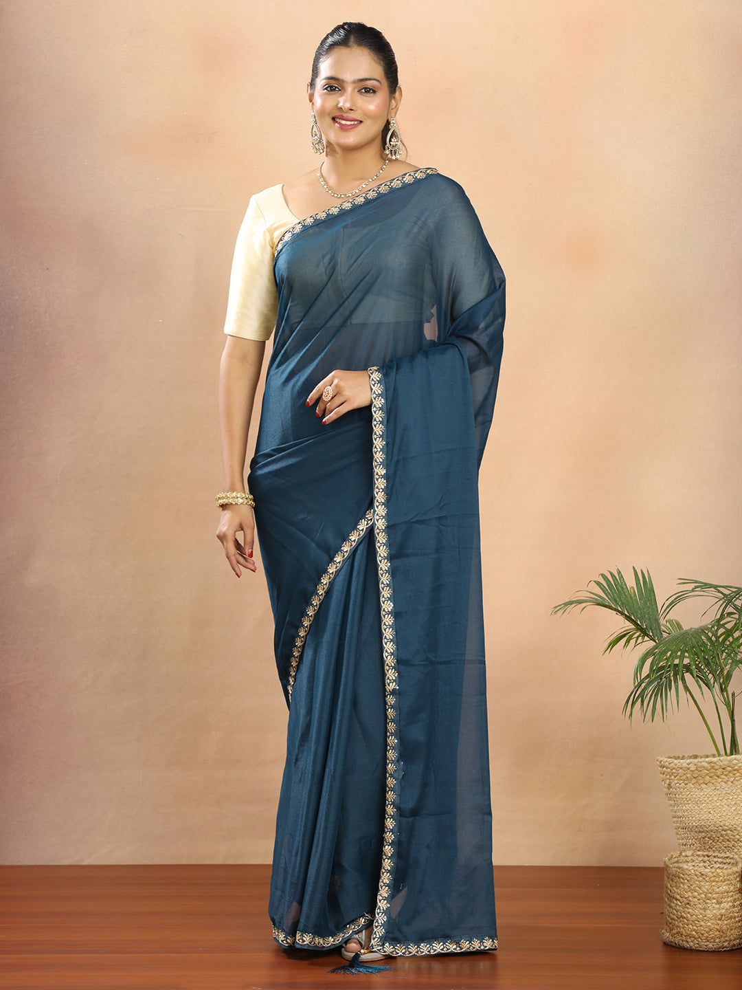 Tissue Georgette Crepe Silk Saree
