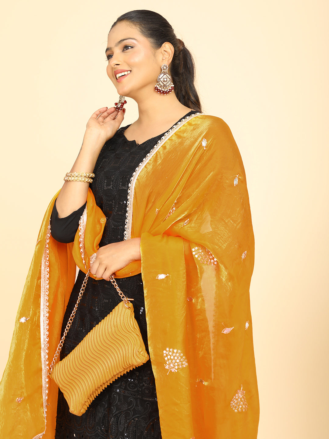 Embroidered Glass Tissue Dupatta