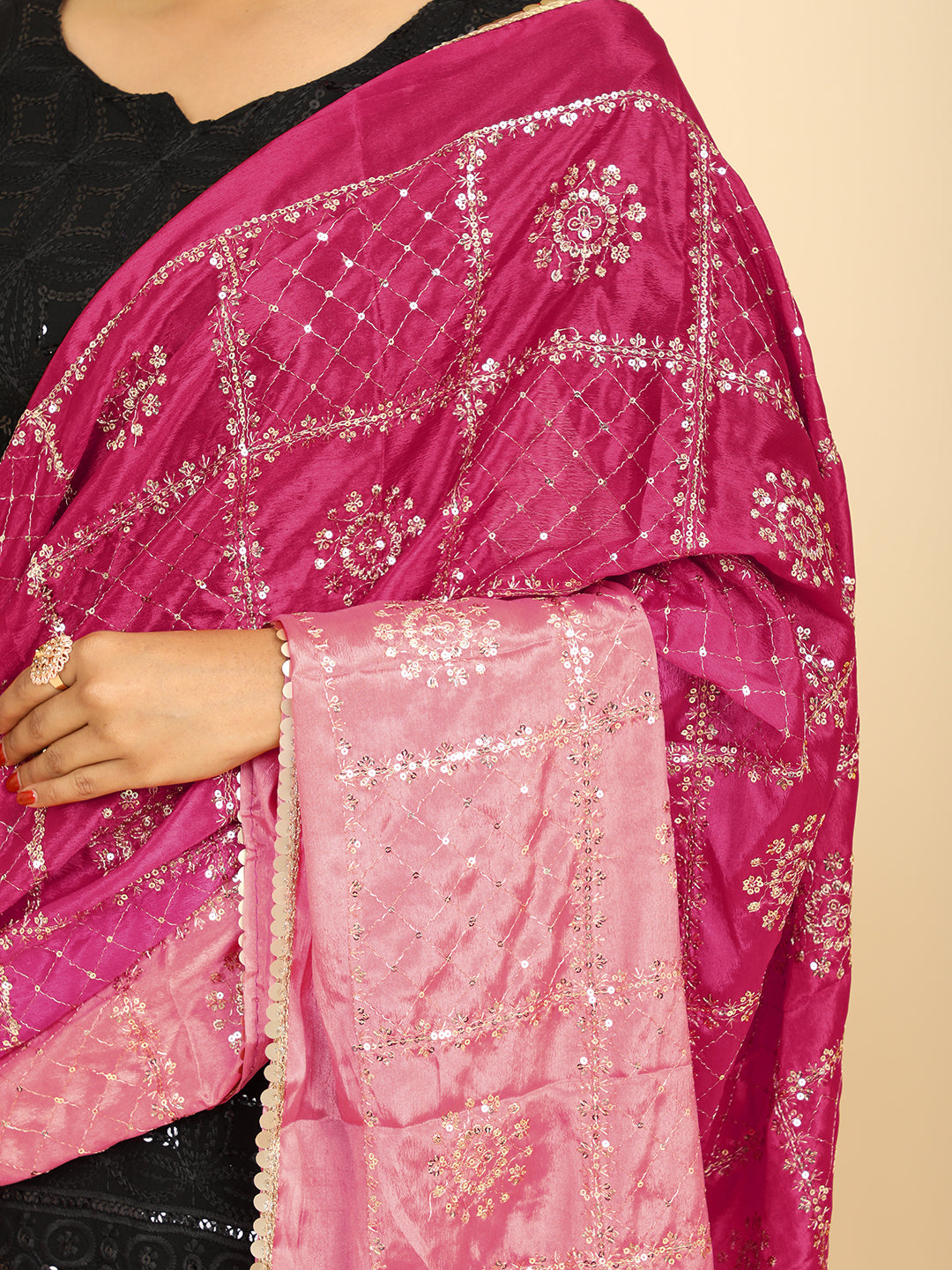 Embroidered Chinon Silk Dupatta