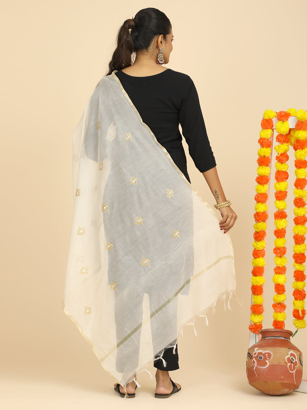Embroidered Chanderi Dupatta