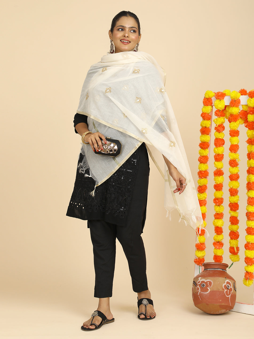 Embroidered Chanderi Dupatta
