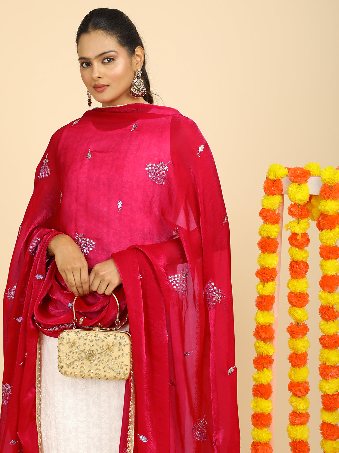Embroidered Glass Tissue Dupatta