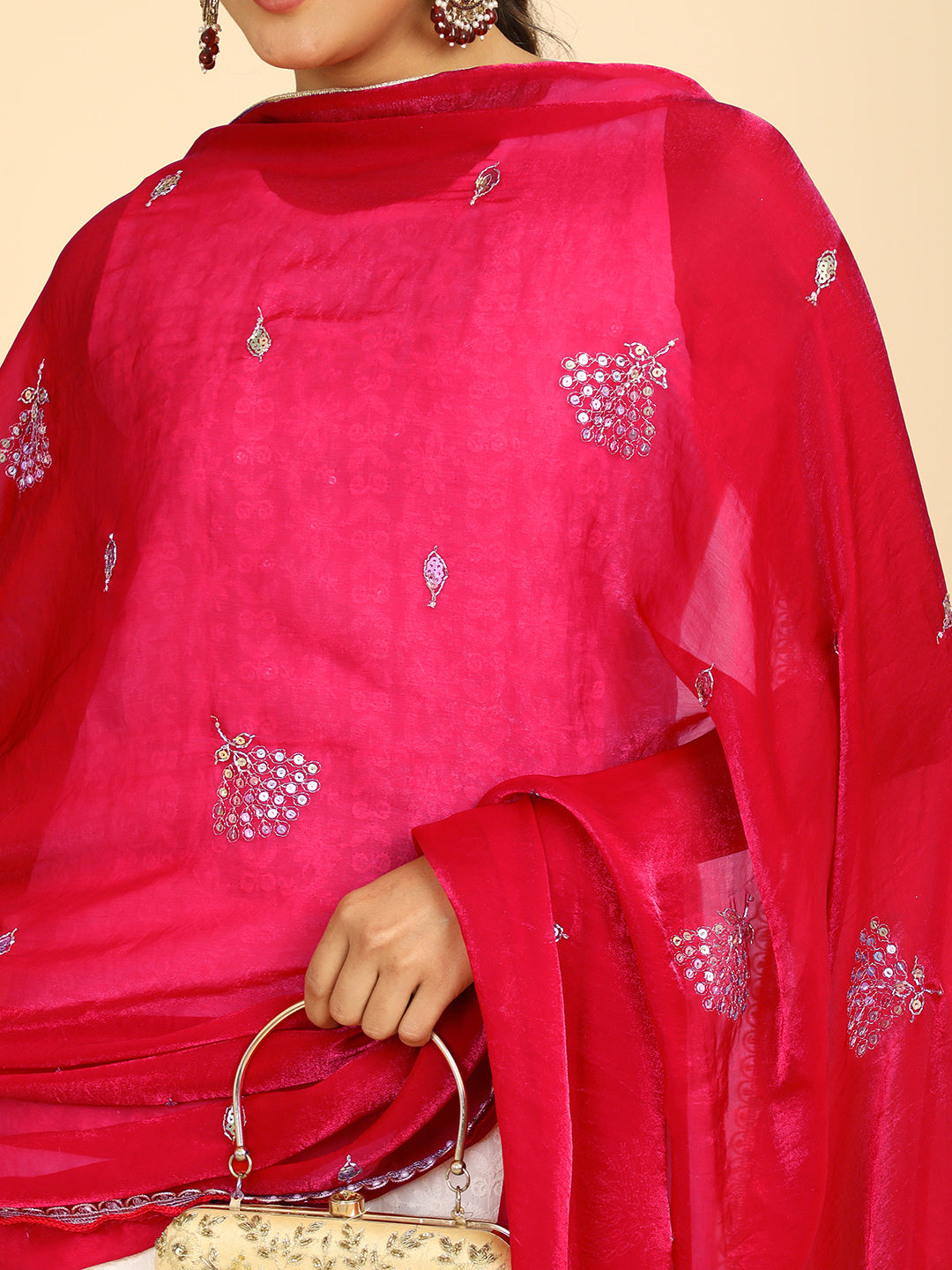 Embroidered Glass Tissue Dupatta