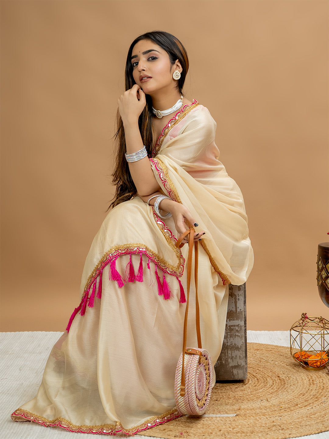 Solid Georgette Saree