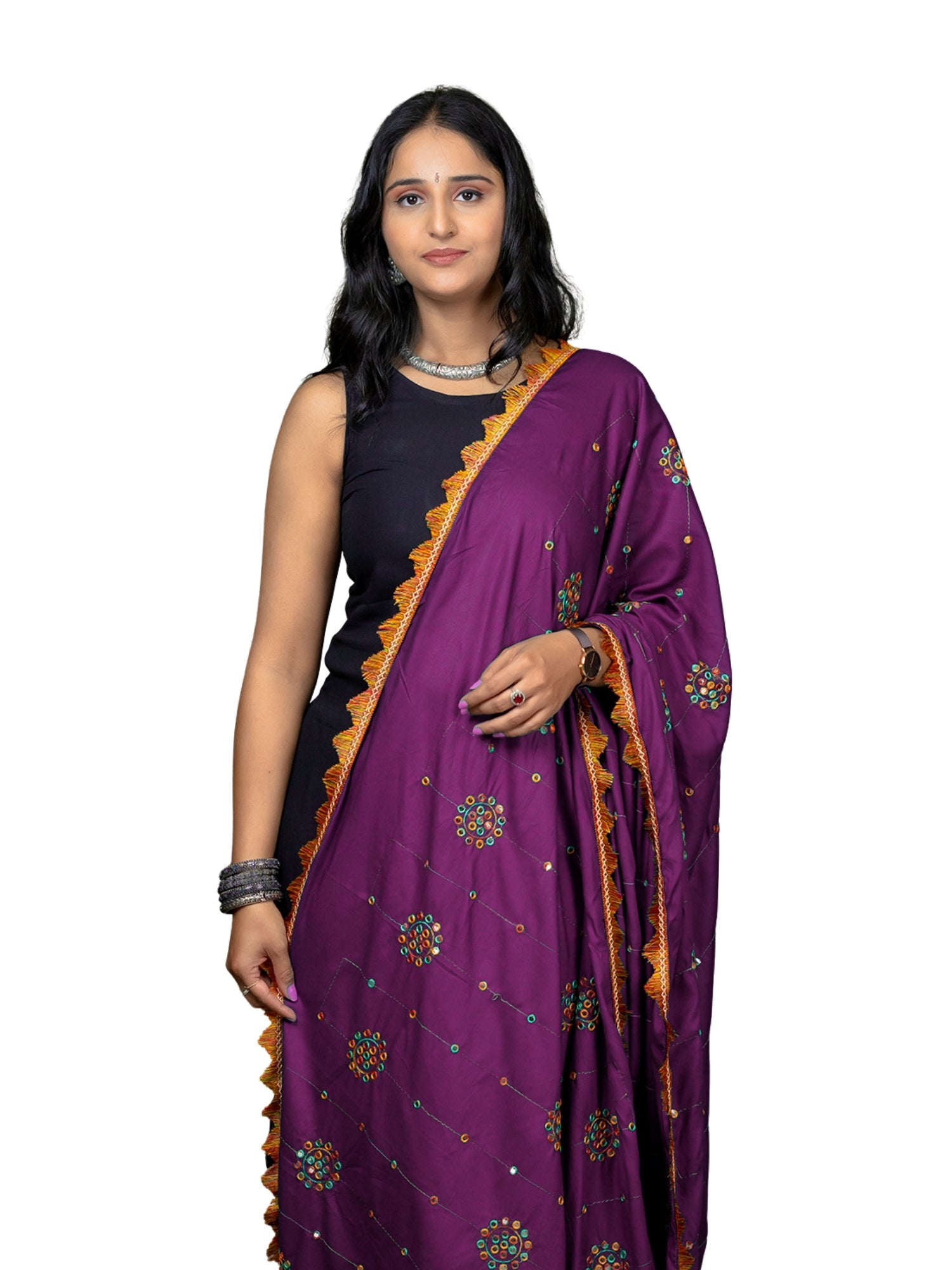 Purple Viscose Rayon Dupatta
