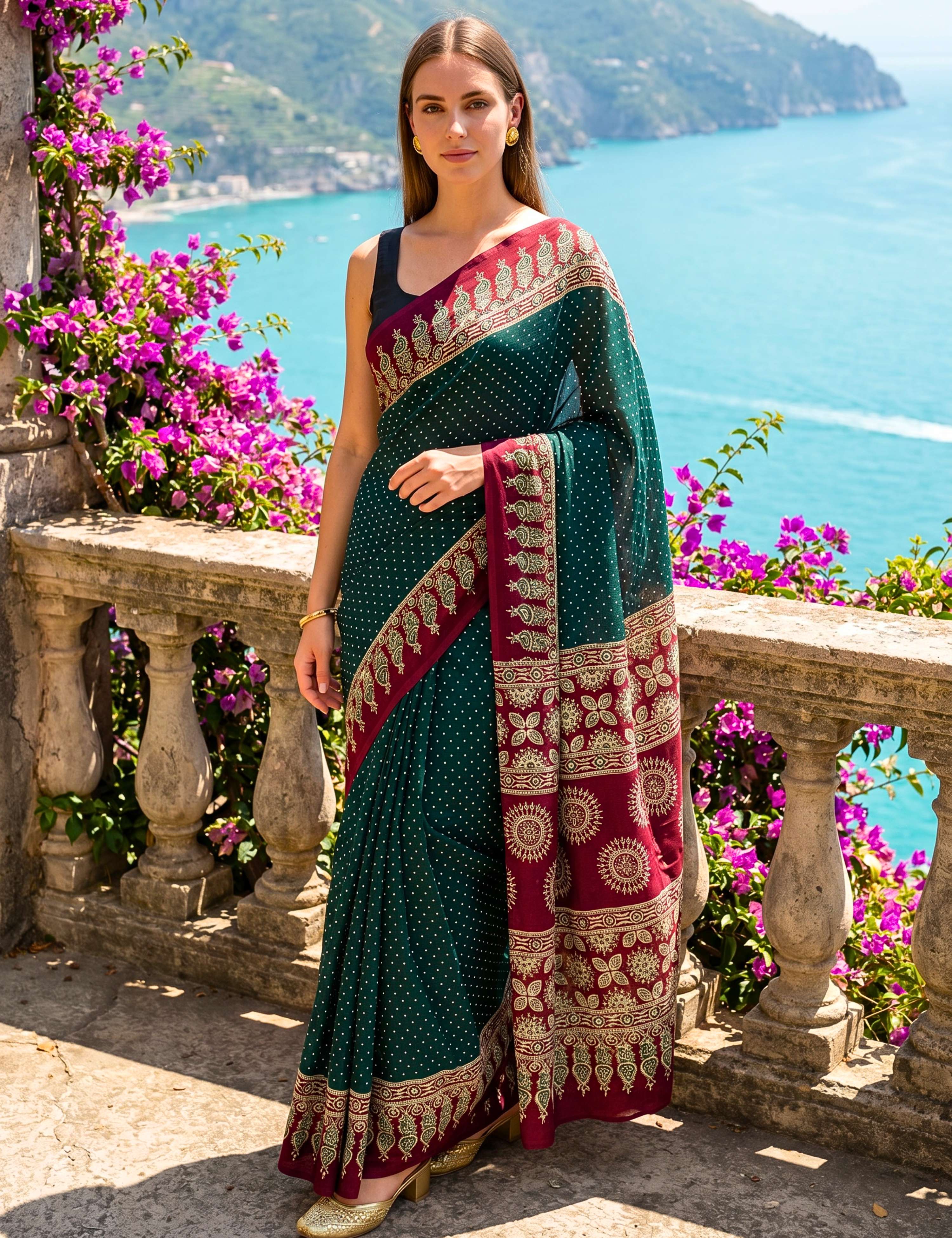 Ajrakh Crepe Saree