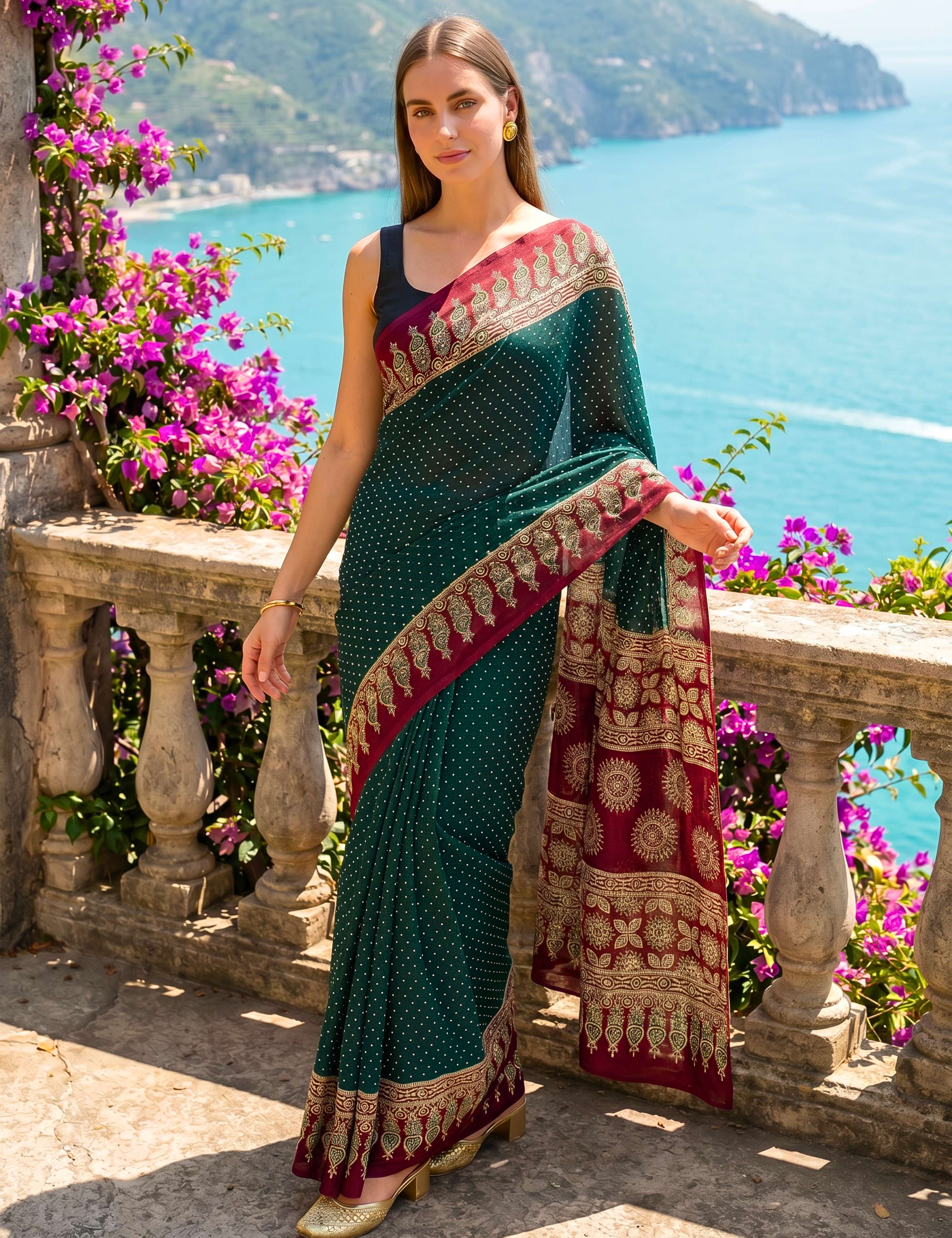 Ajrakh Crepe Saree
