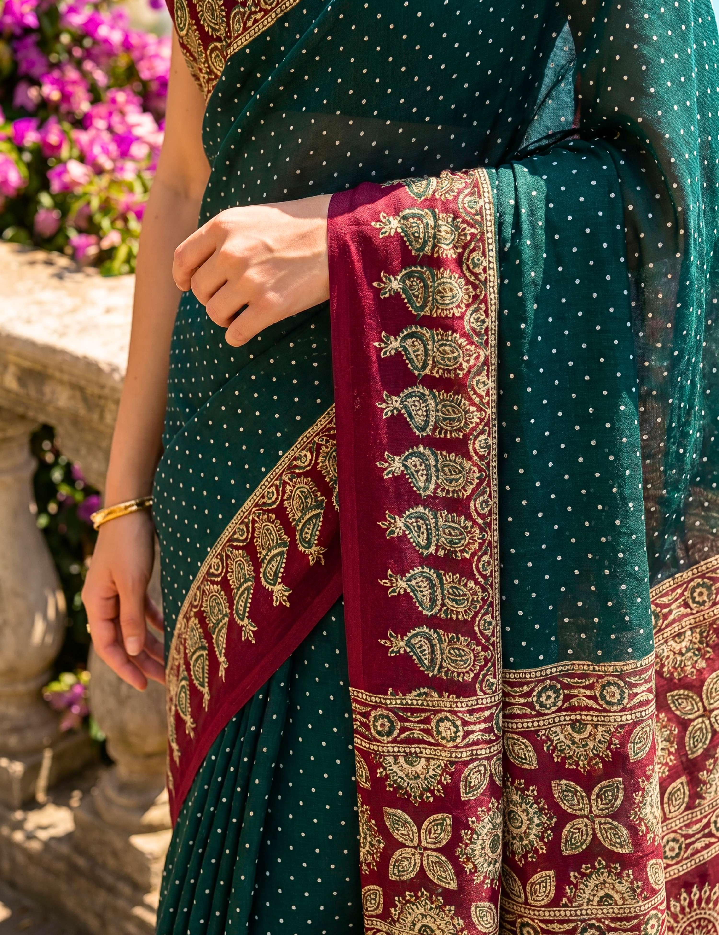 Ajrakh Crepe Saree