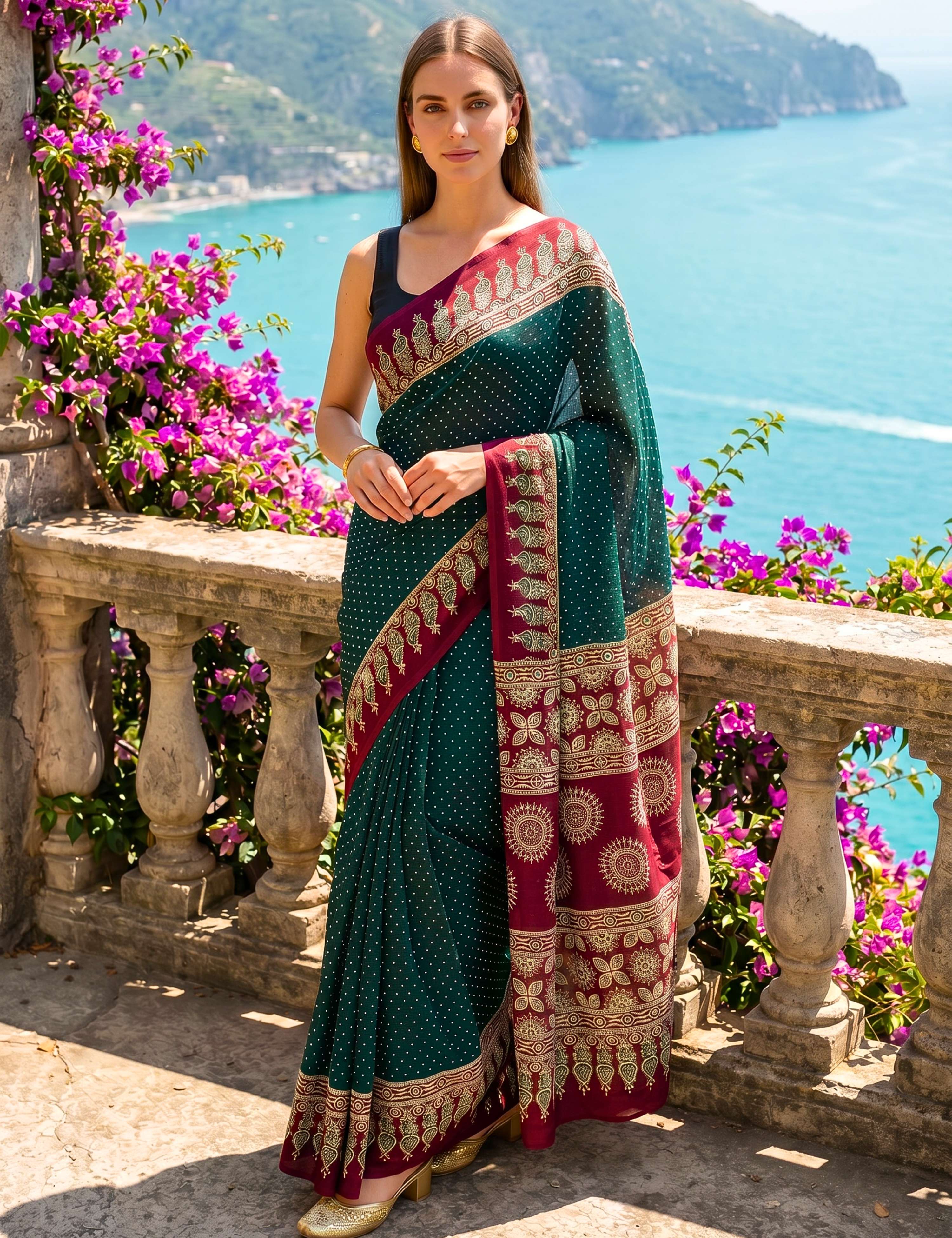Ajrakh Crepe Saree