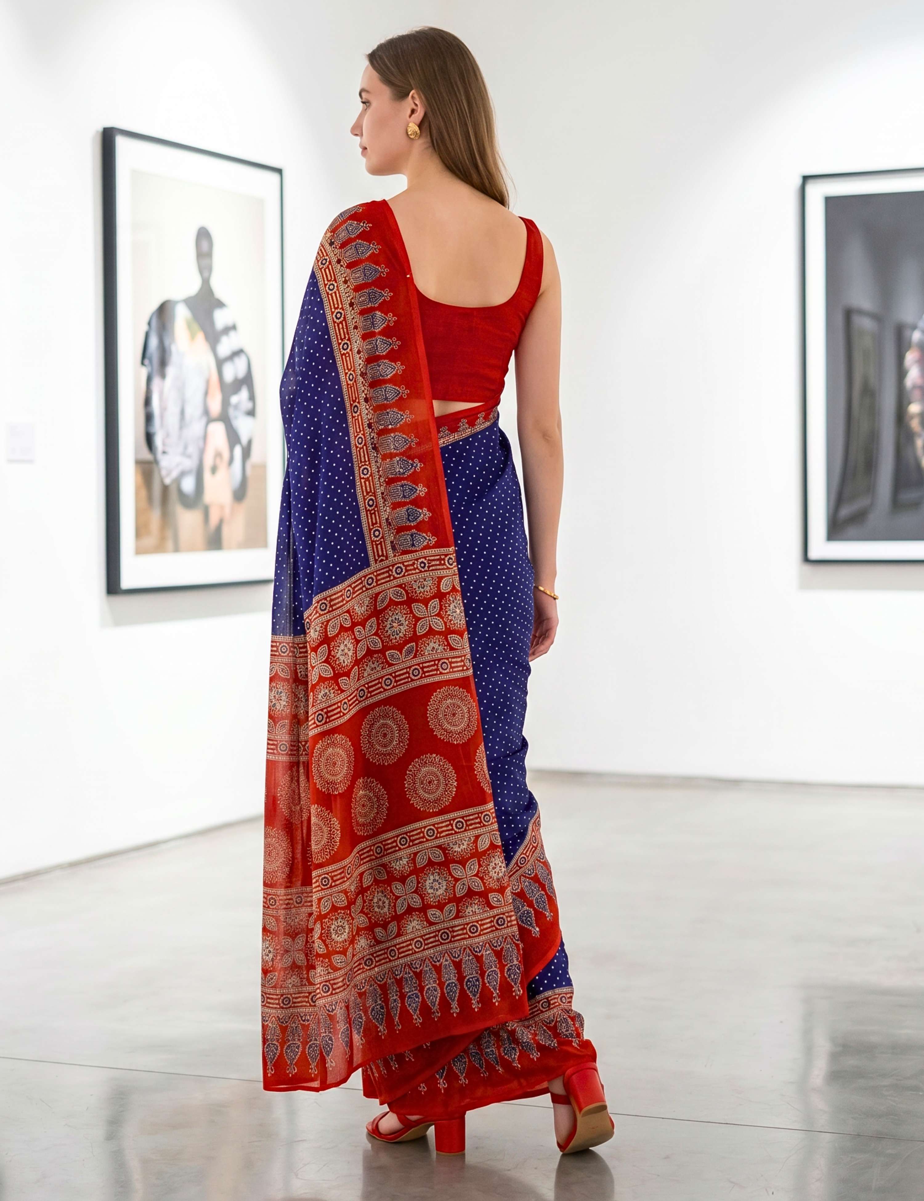 Ajrakh Crepe Saree
