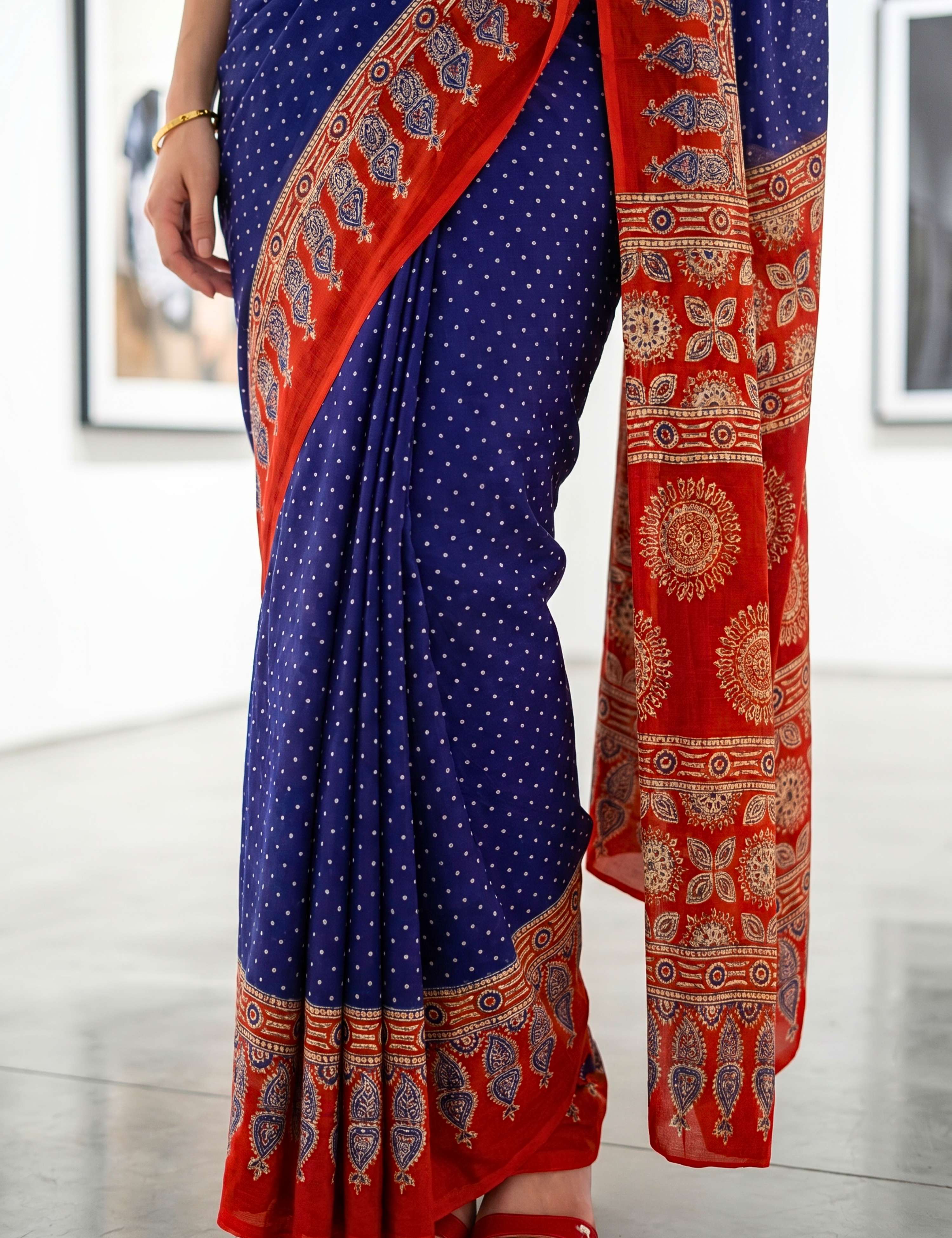 Ajrakh Crepe Saree