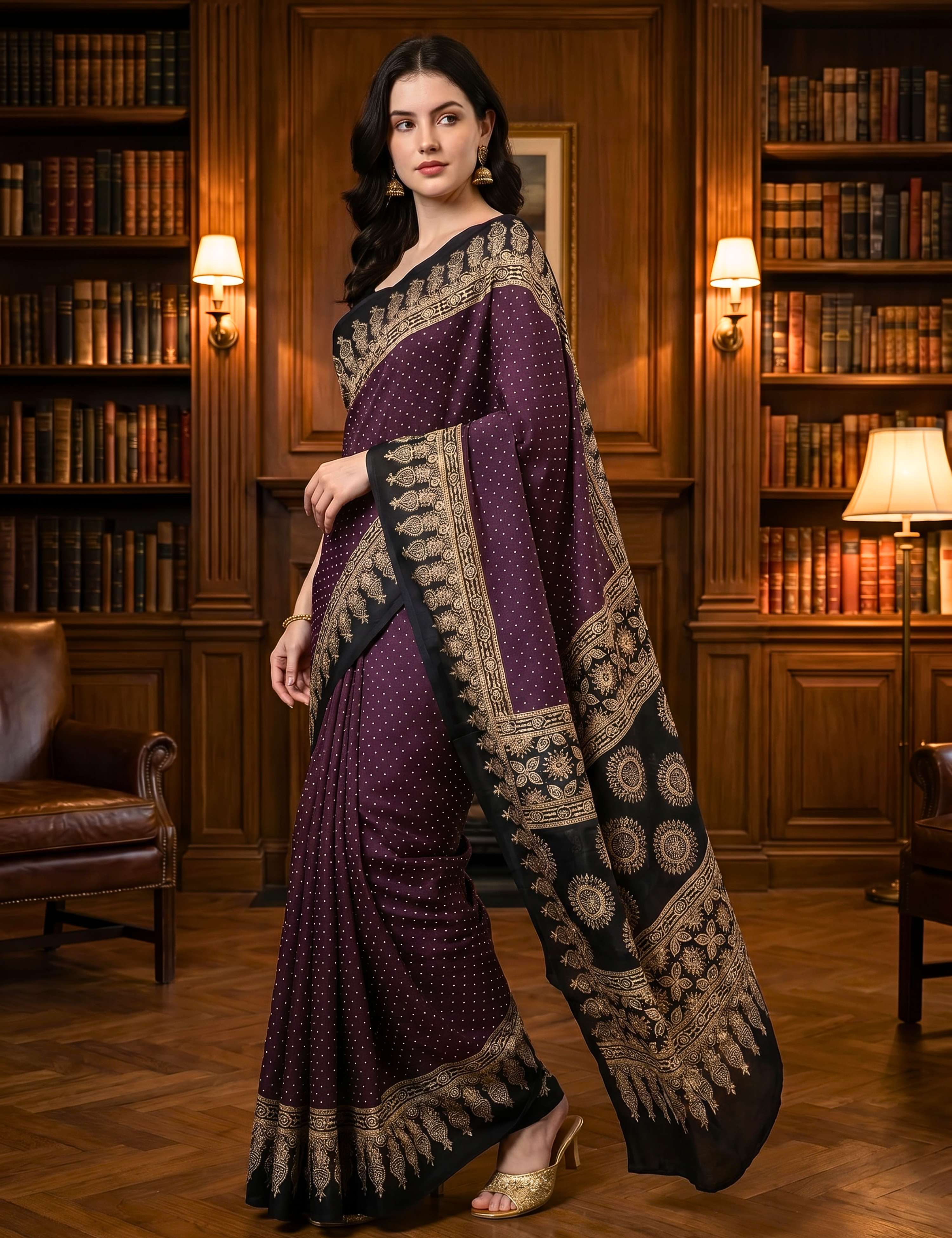 Ajrakh Crepe Saree