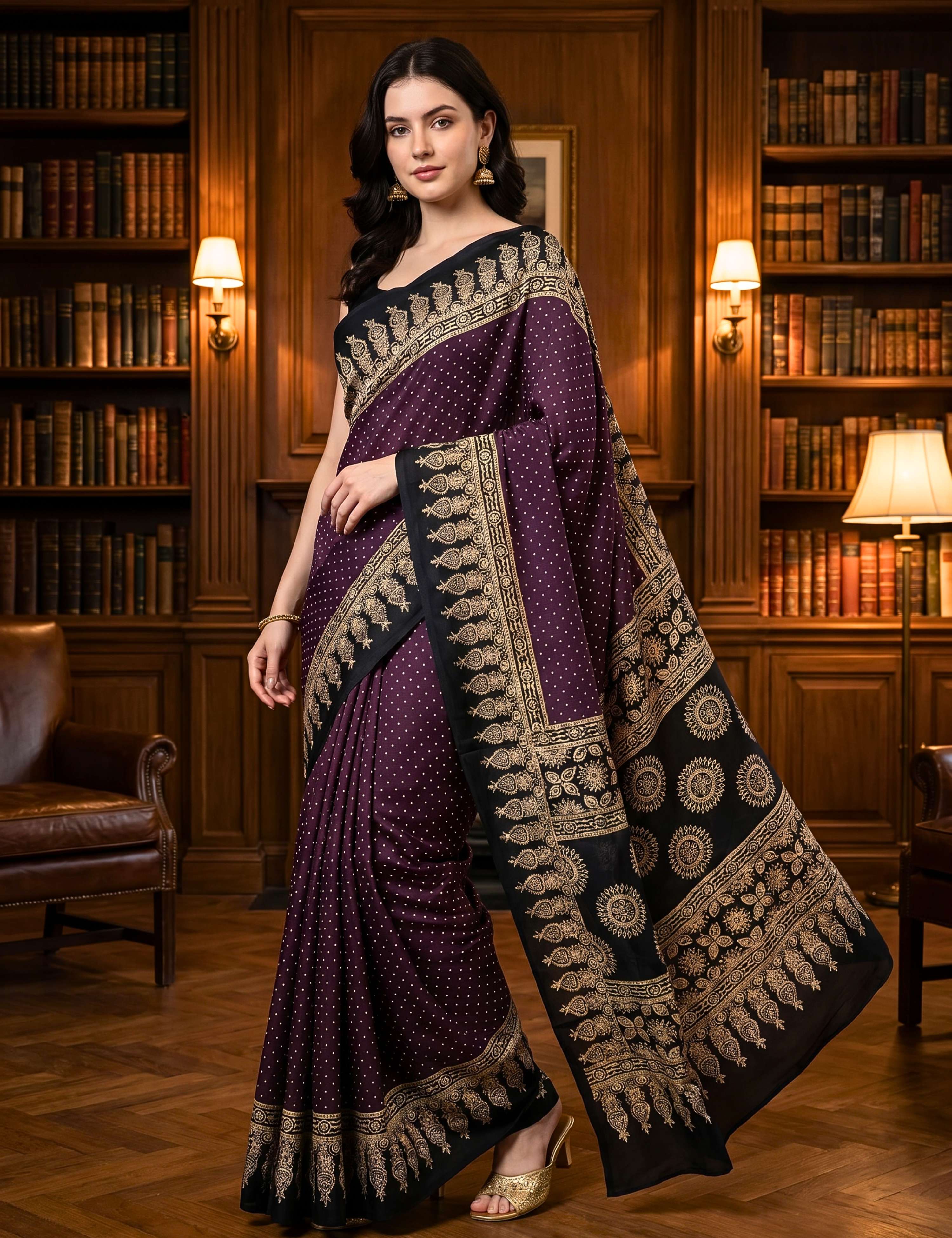Ajrakh Crepe Saree