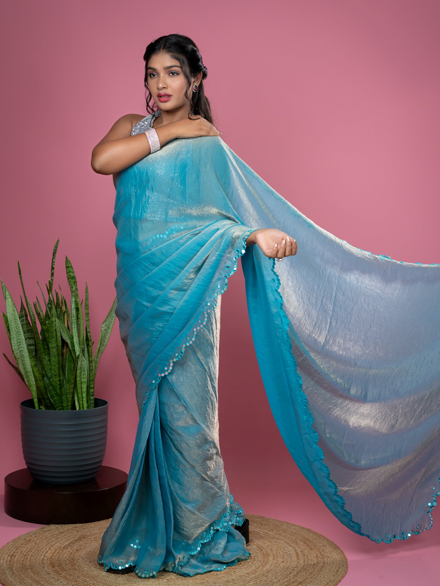 Blue Ready to Wear Party Saree