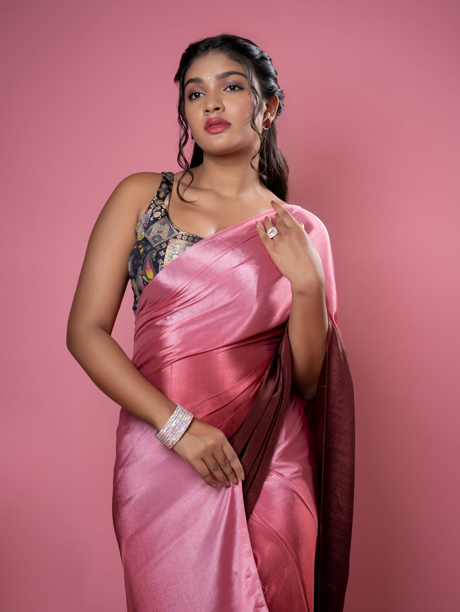 Maroon Ready to Wear Party Saree