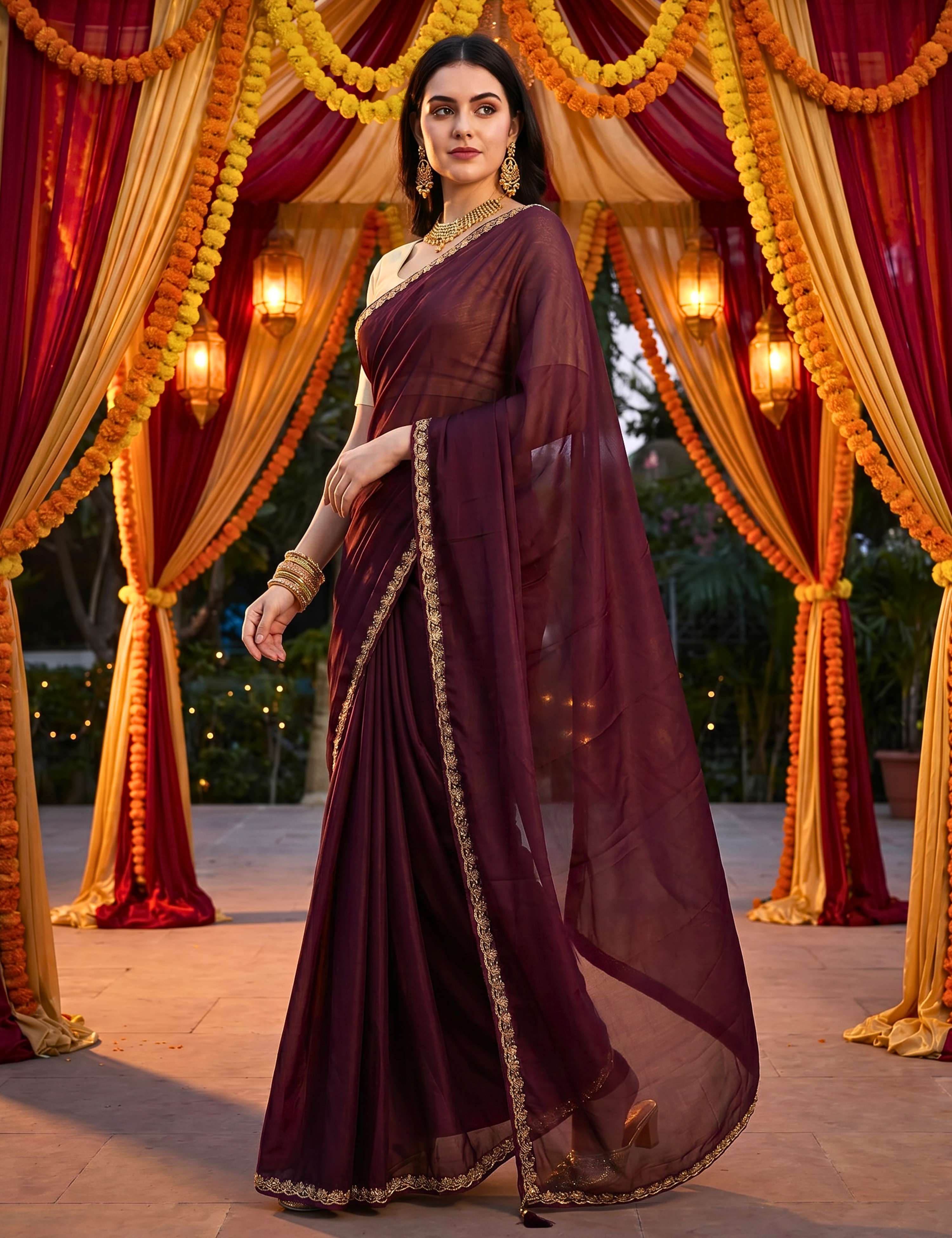 Tissue Georgette Crepe Silk Saree