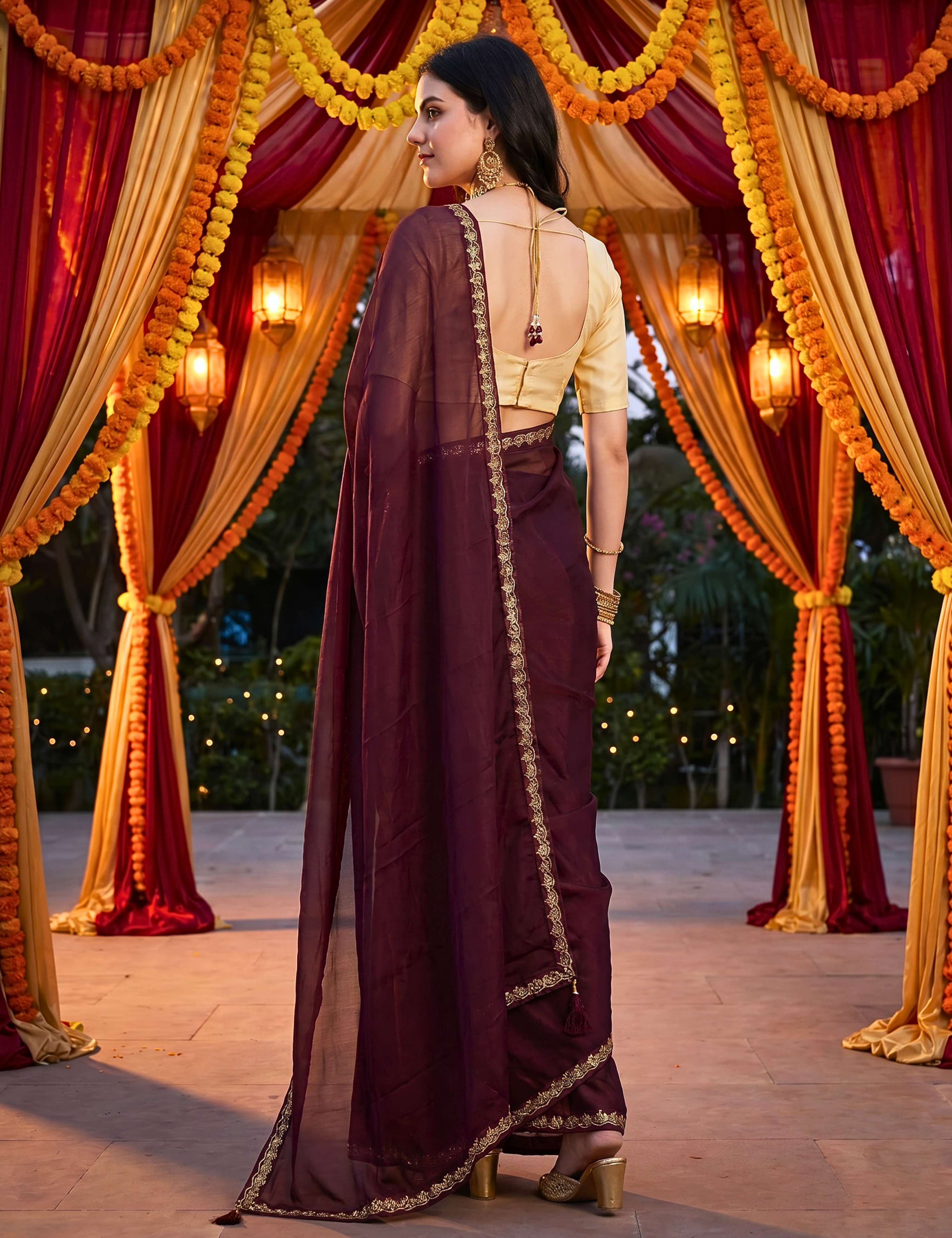 Tissue Georgette Crepe Silk Saree