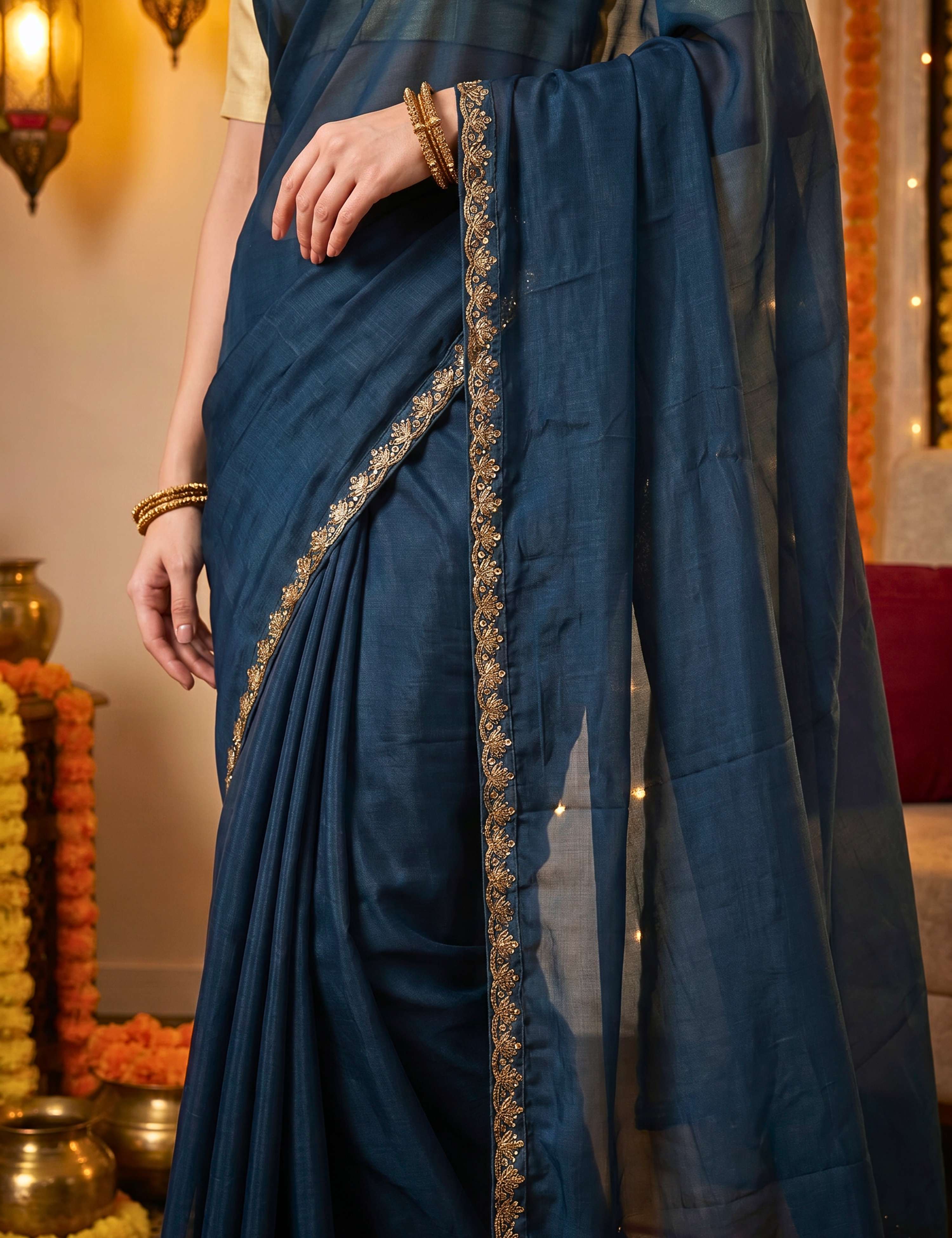 Tissue Georgette Crepe Silk Saree