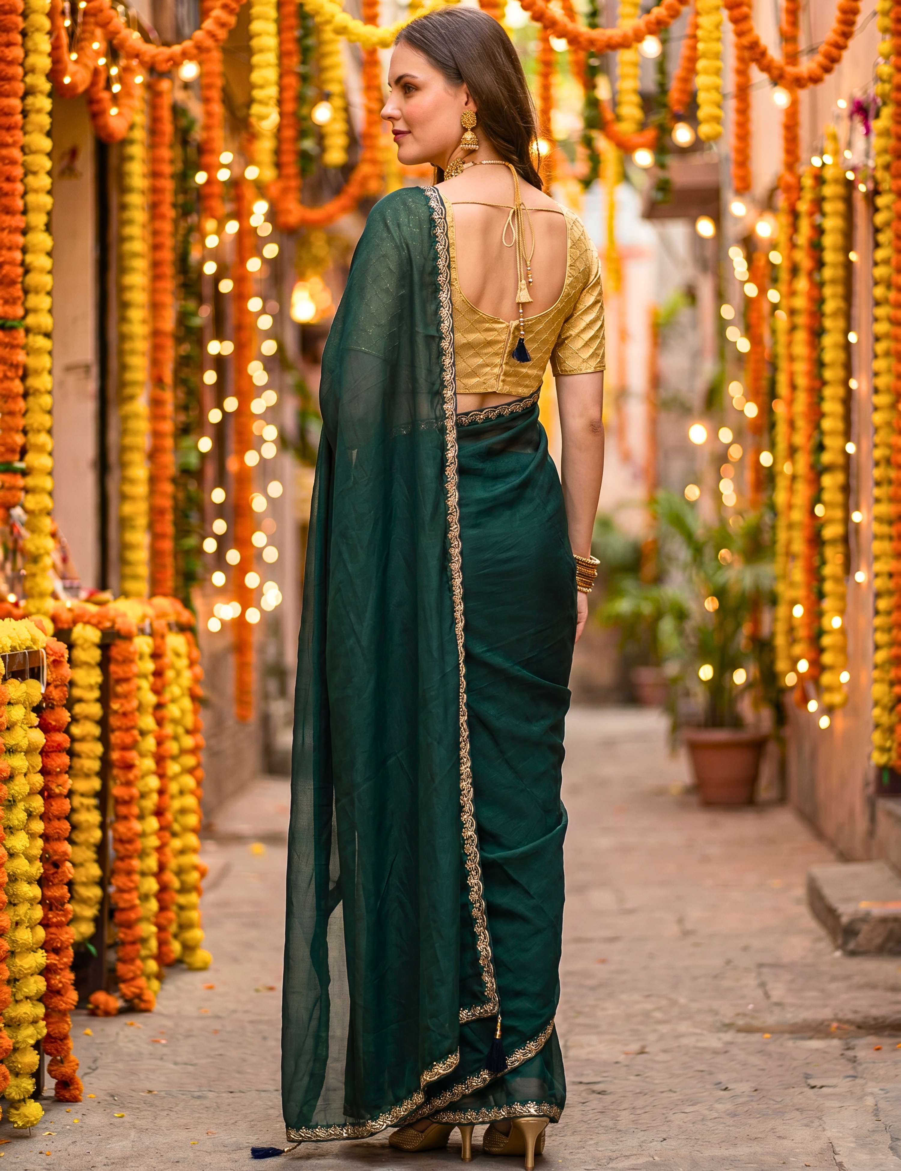 Tissue Georgette Crepe Silk Saree