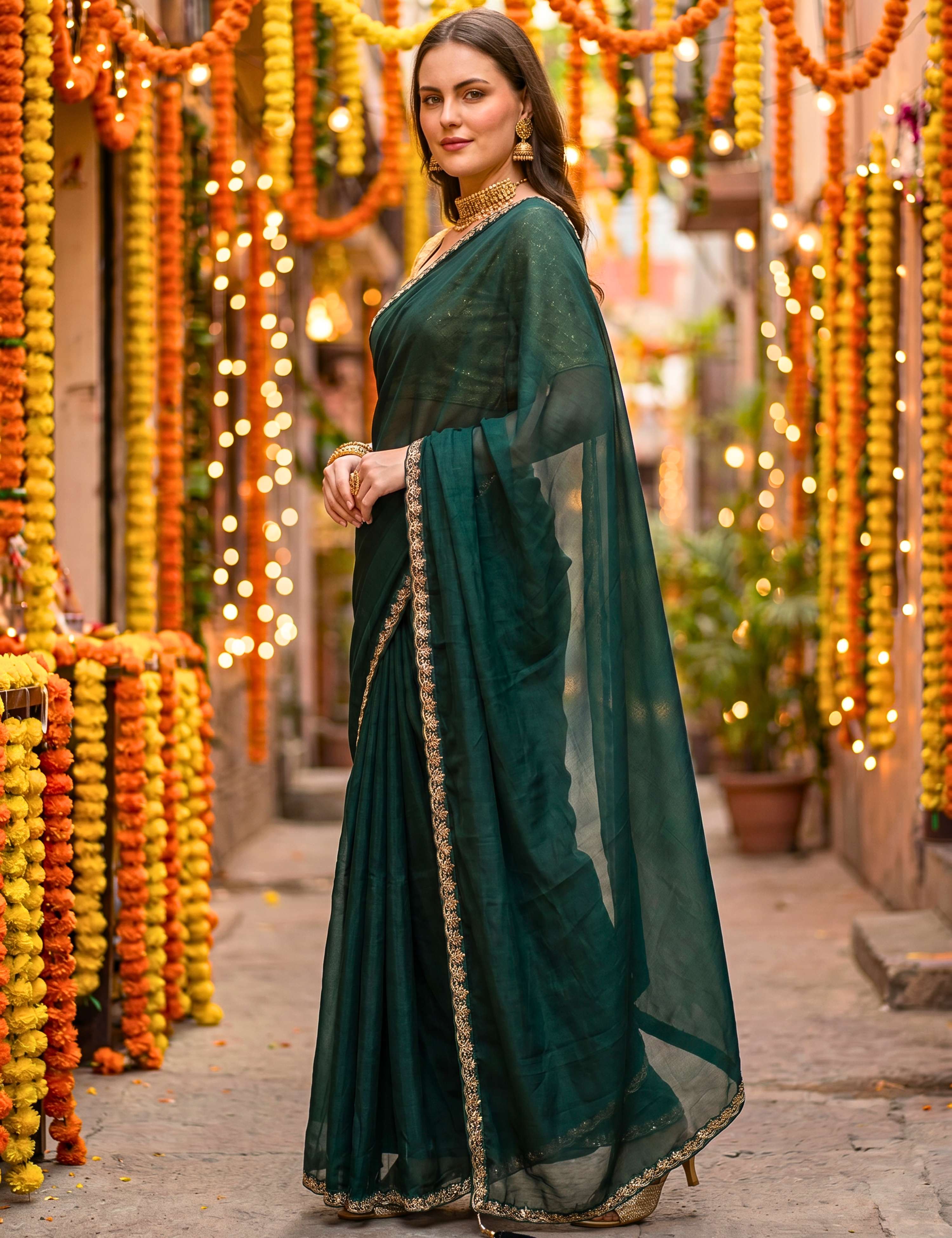 Tissue Georgette Crepe Silk Saree