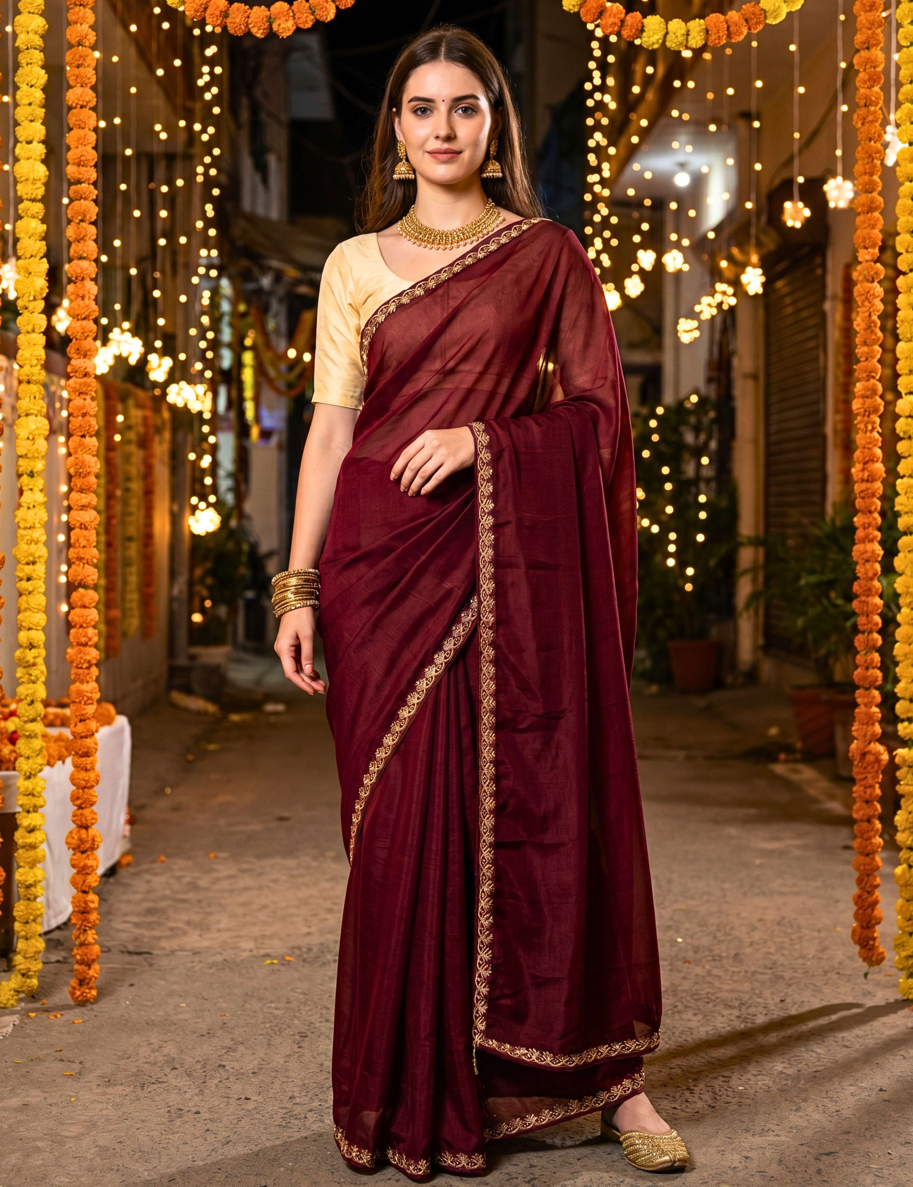 Tissue Georgette Crepe Silk Saree